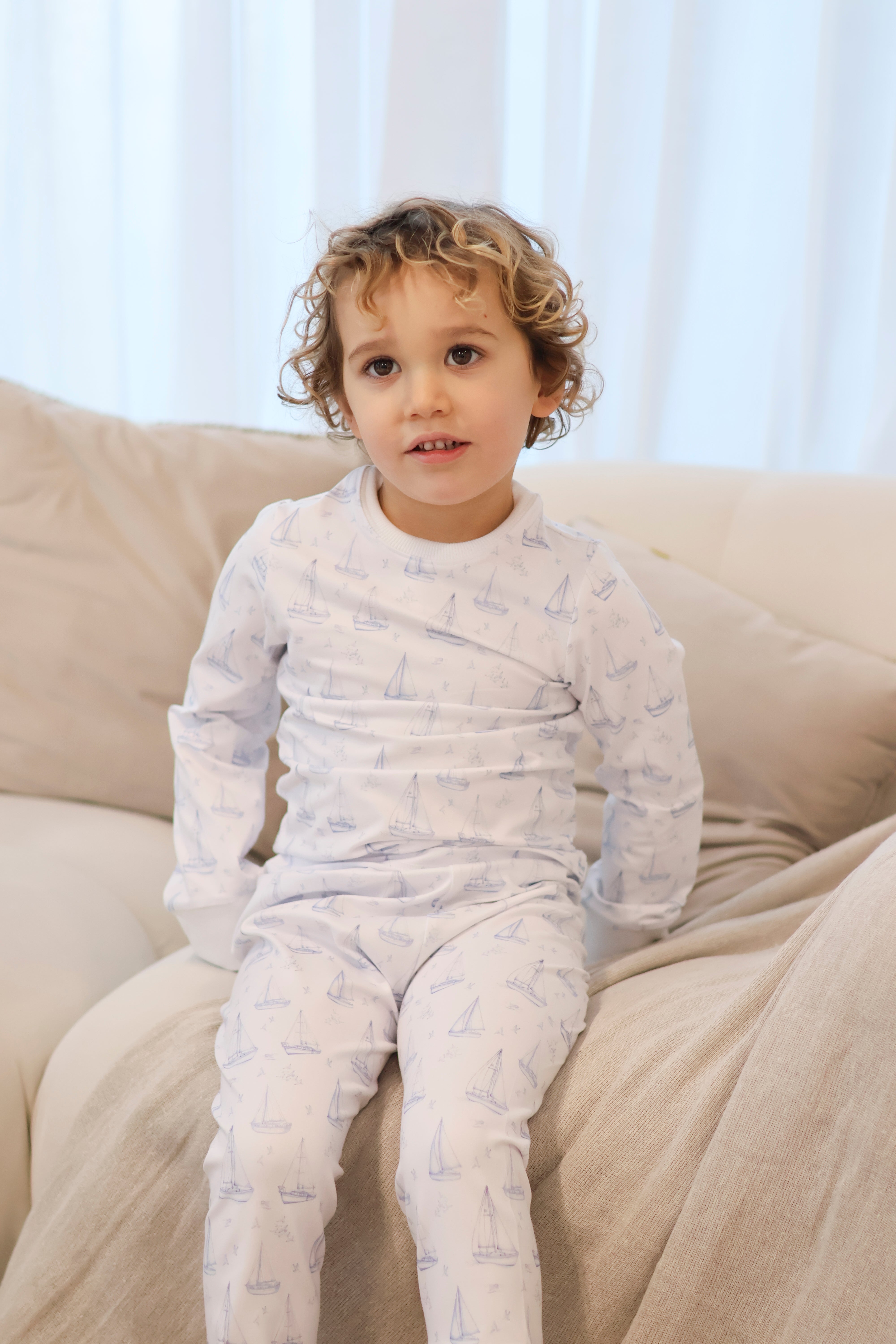 Boys Sailor Boat Print Blue Pyjama’s