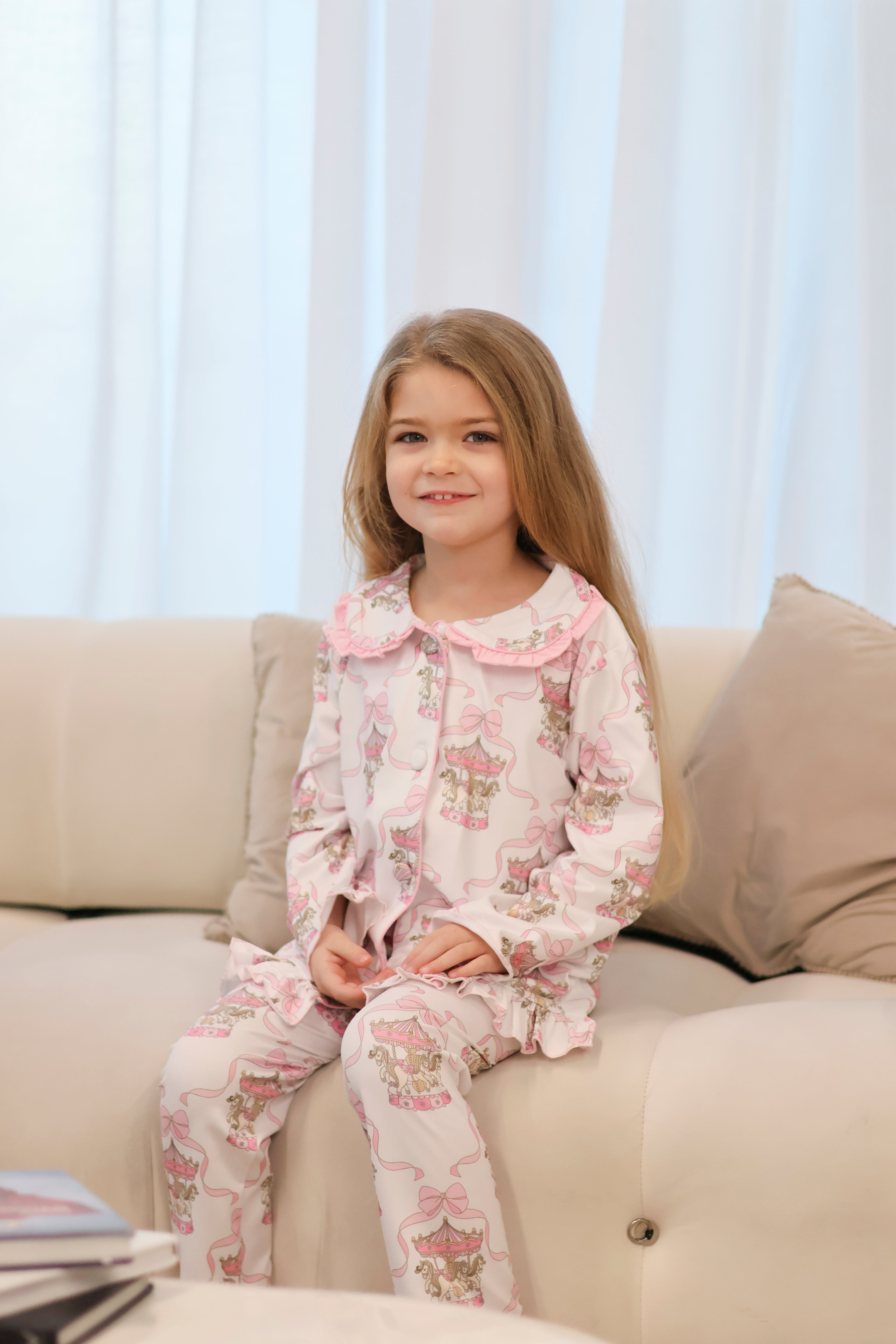 Carousel Girls Frilly Pink Pyjamas