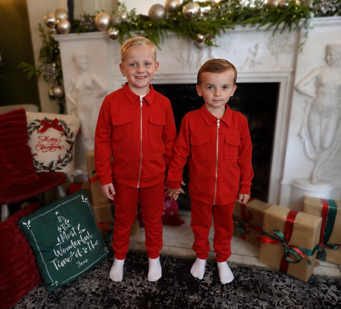 Marcus Boys Zip Up Smart Tracksuit Red