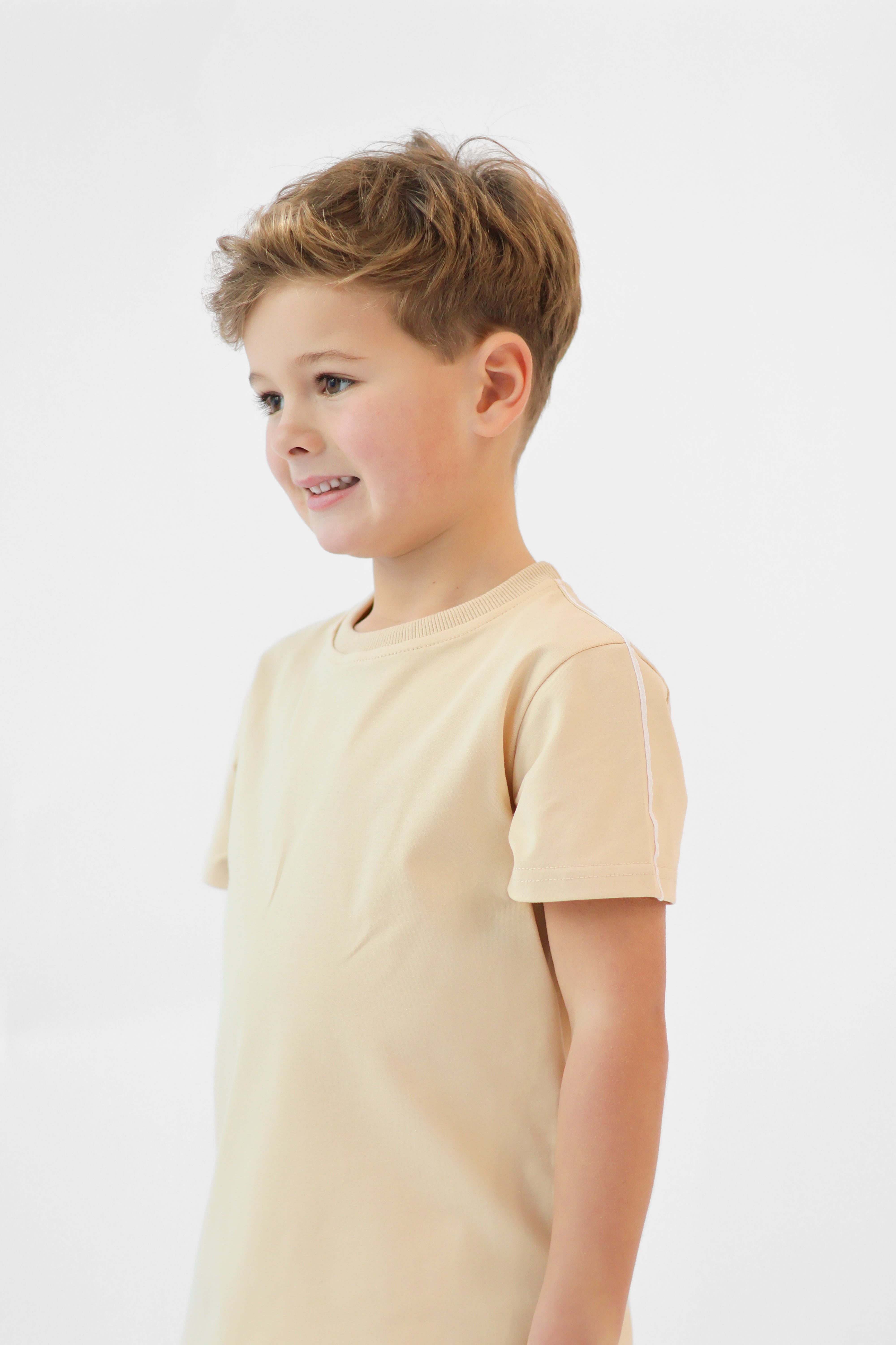 Eddie Boys Plain T-Shirt & Shorts Set Beige