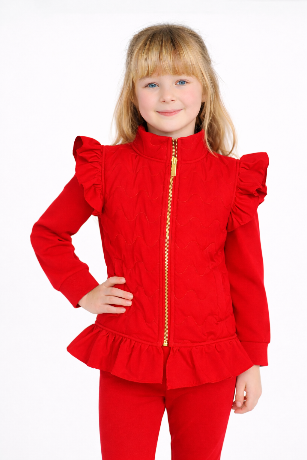 Millie Girls Padded Gilet Red