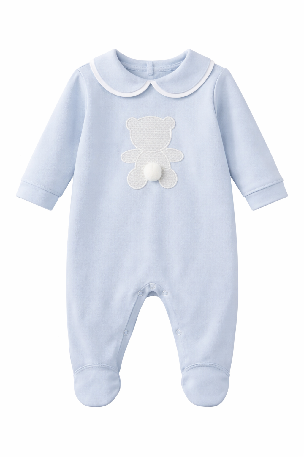 K2 Baby Blue Bear Peter Pan Collar Babygrow