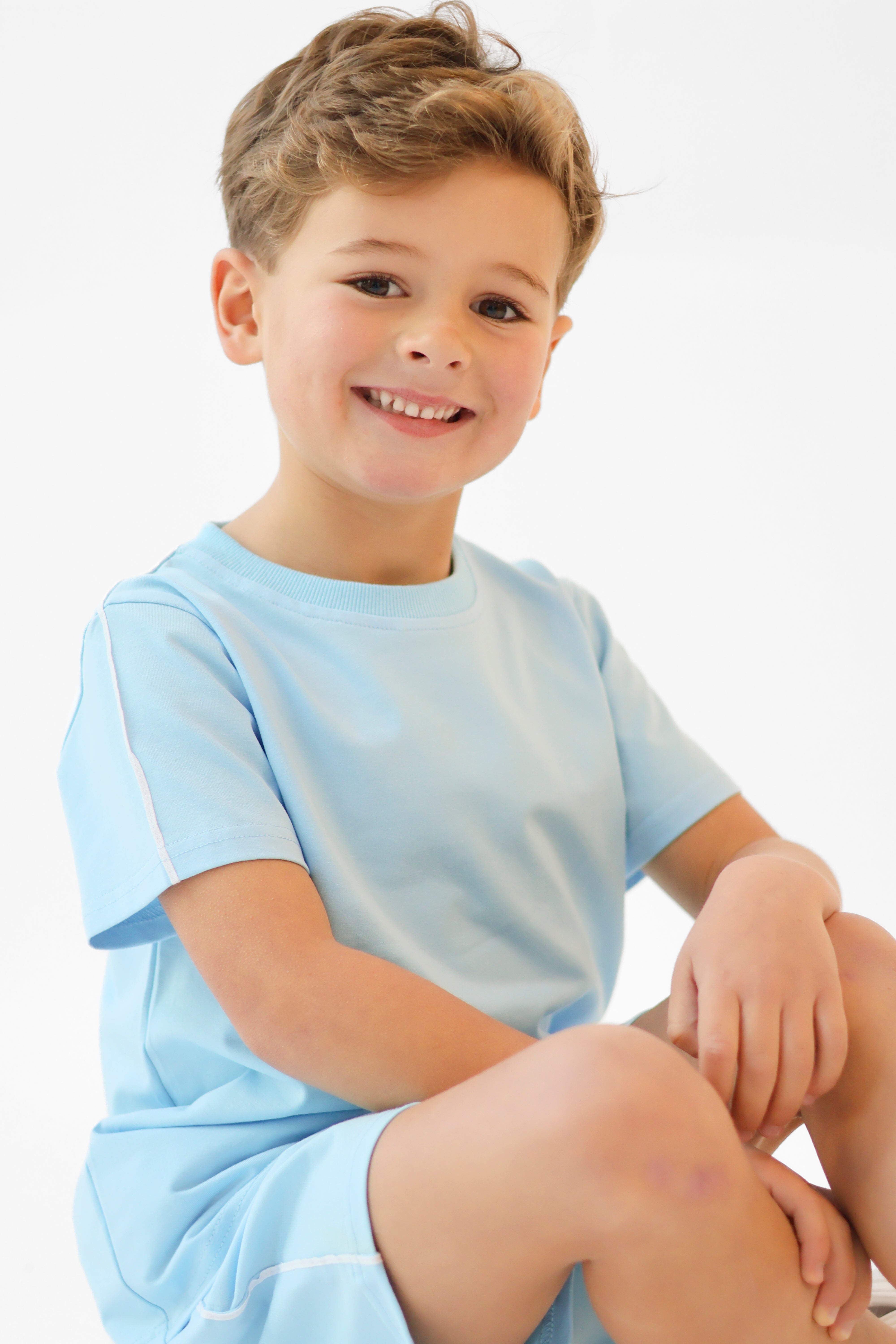 Eddie Boys Plain T-Shirt & Shorts Set Blue