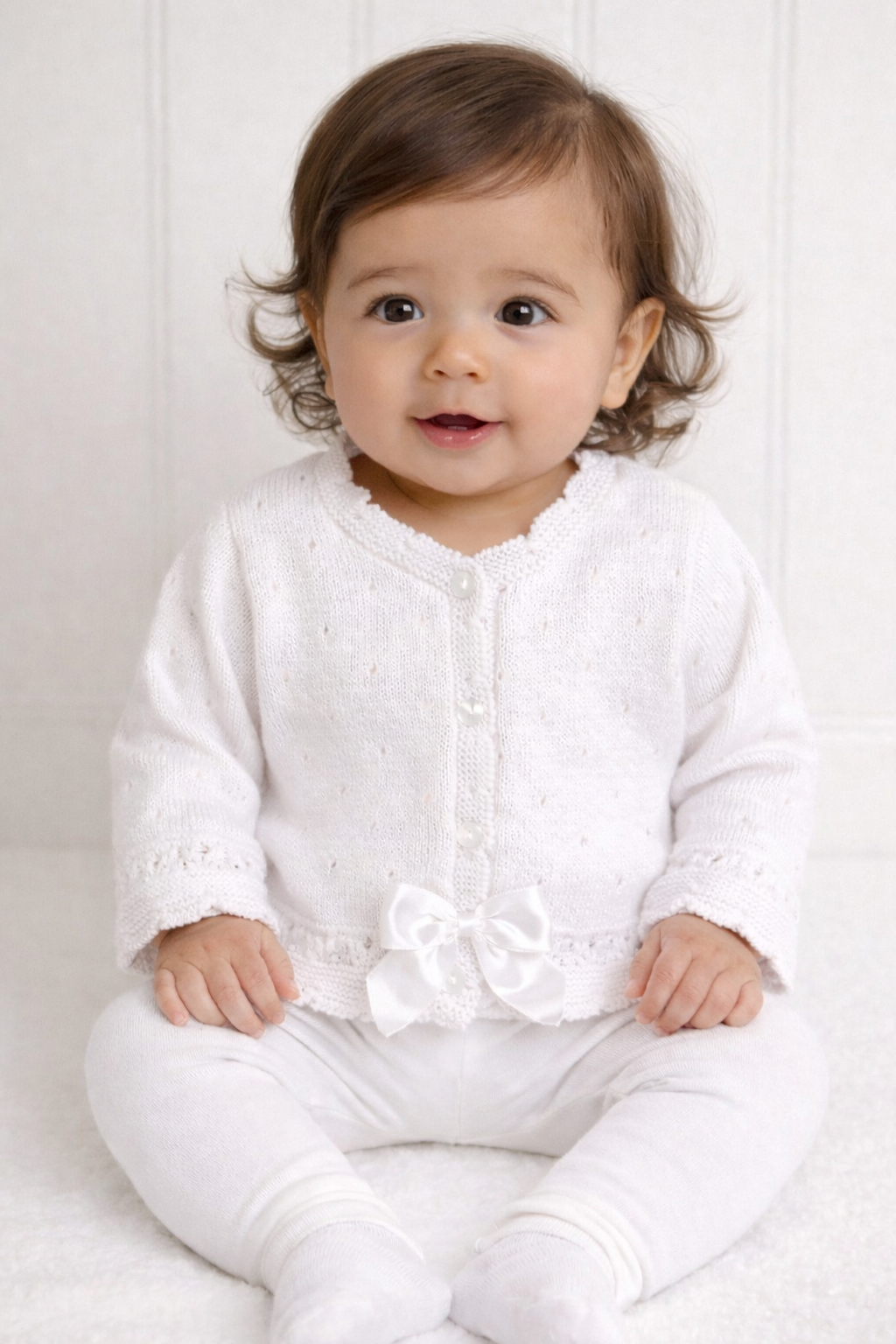 Miranda White Bow Baby Girls Cardigan