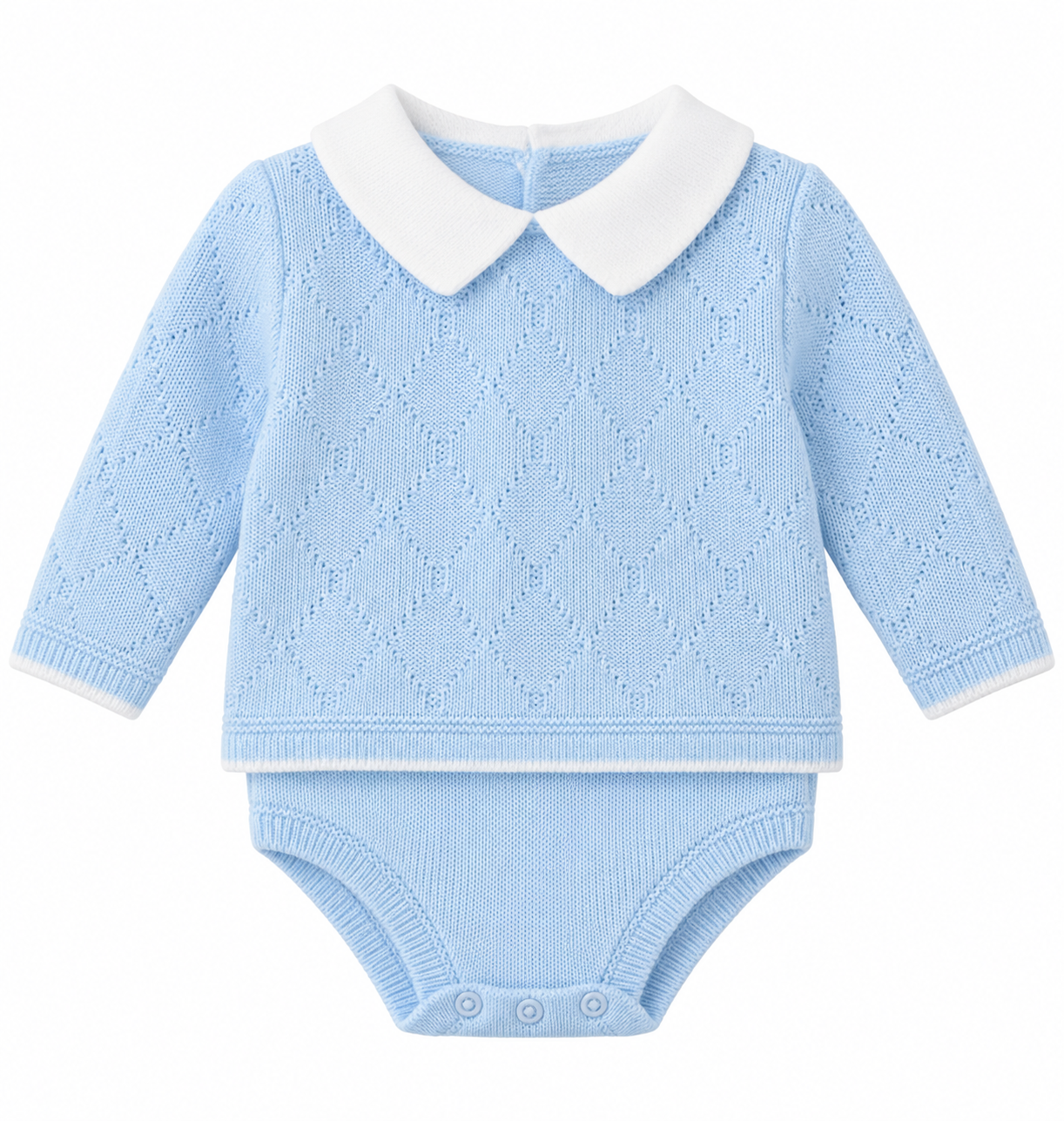 Benson Boys Knitted Jumper & Jam Pants Set Blue