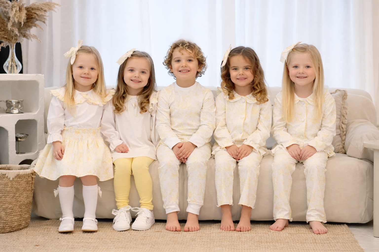 Girls Bunny Print Romper Set Lemon