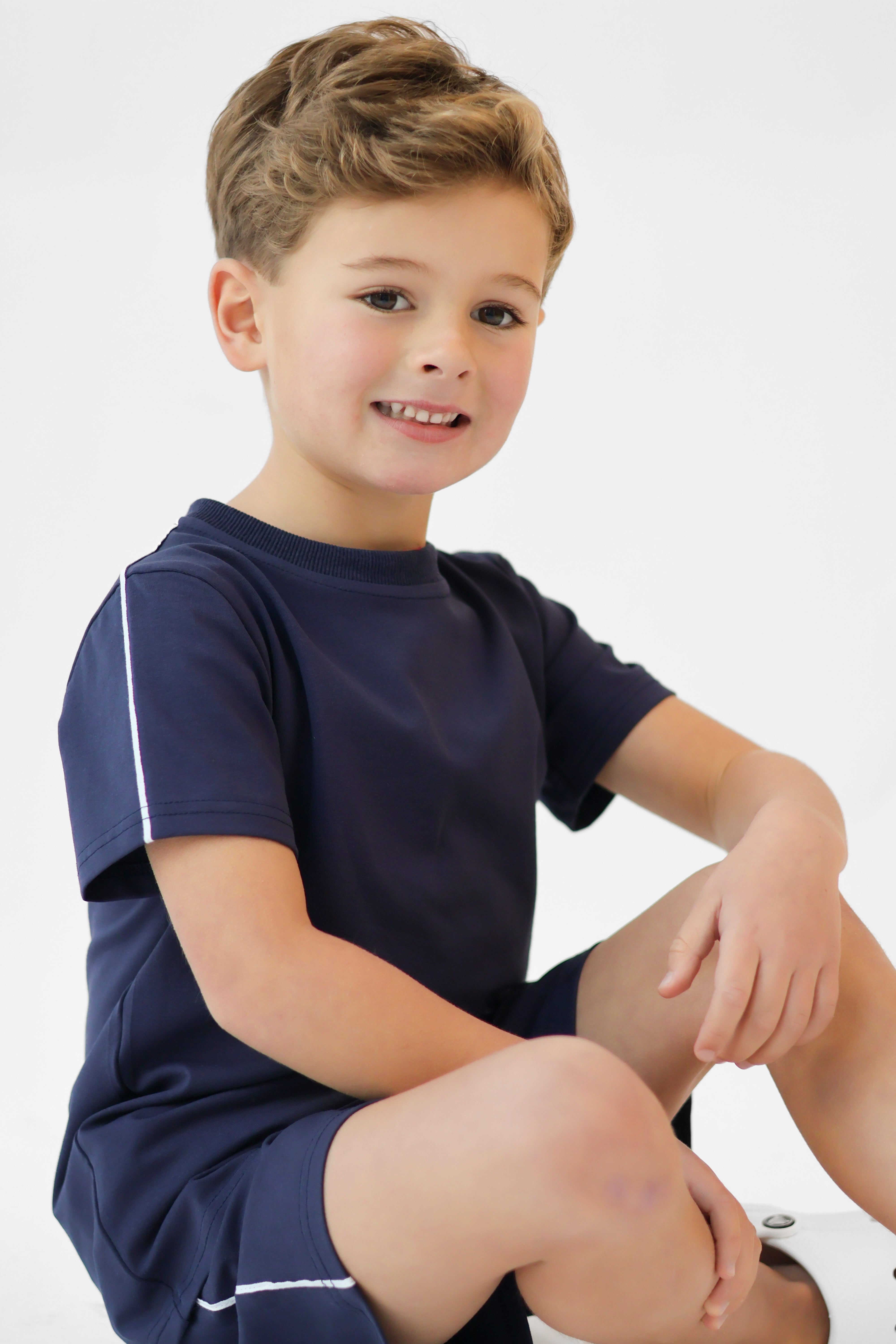 Eddie Boys Plain T-Shirt & Shorts Set Navy