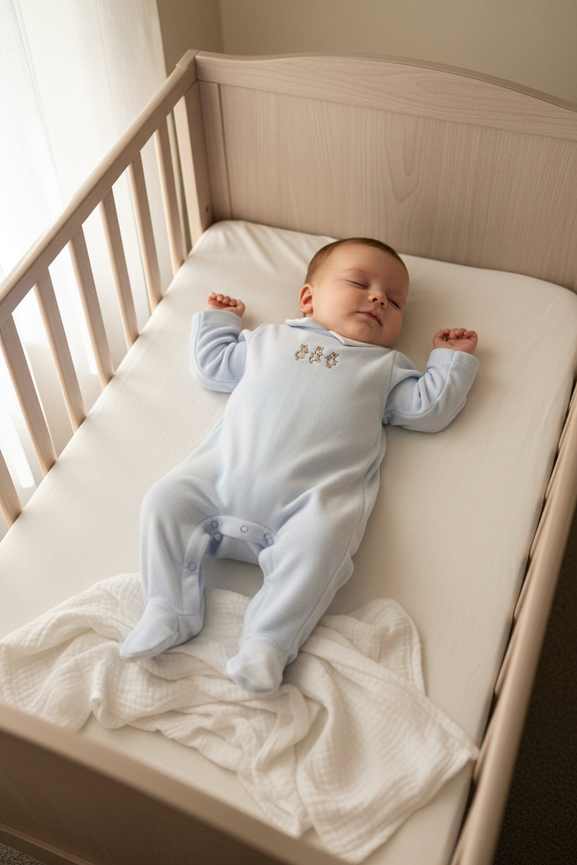 BBKK-19 Bunny Embroidered Baby Grow Blue
