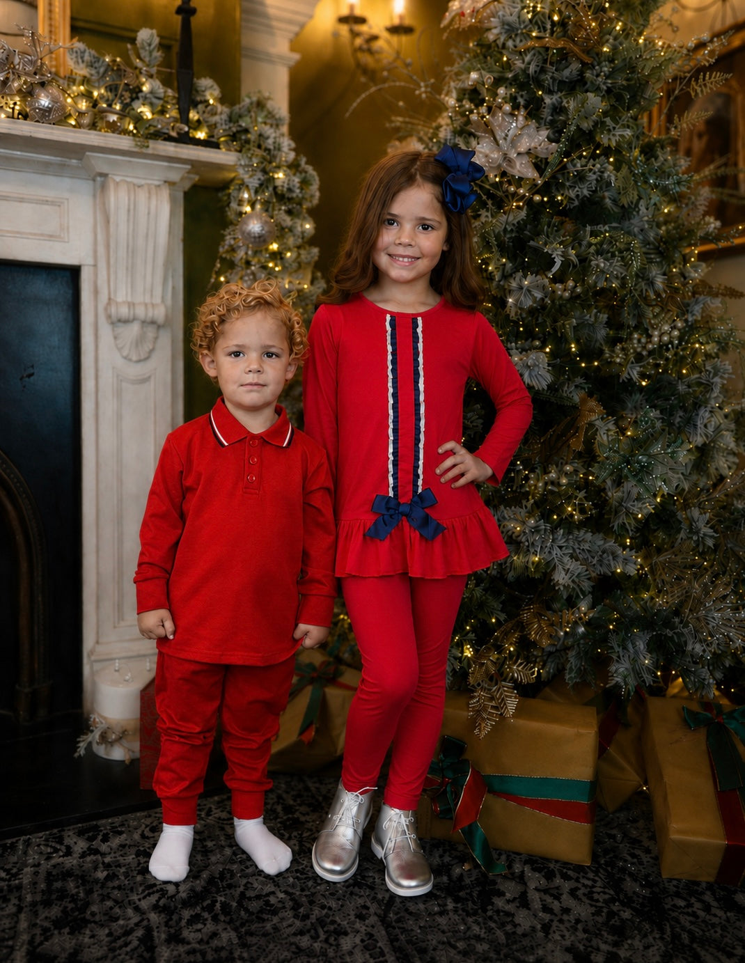 Alanna Girls Frilly Ribbon Tracksuit Red