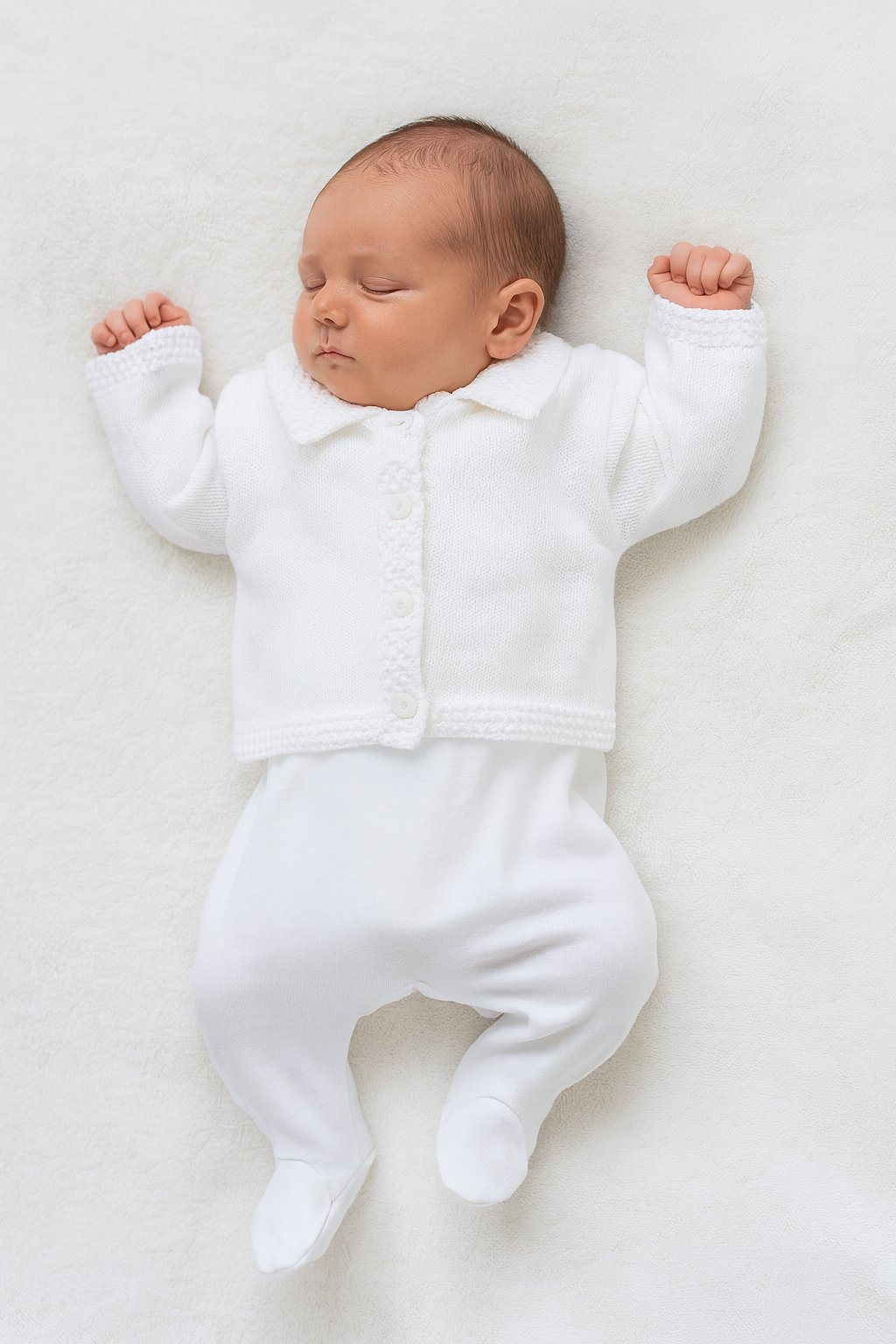 A1655 White Unisex Baby Knitted Cardigan