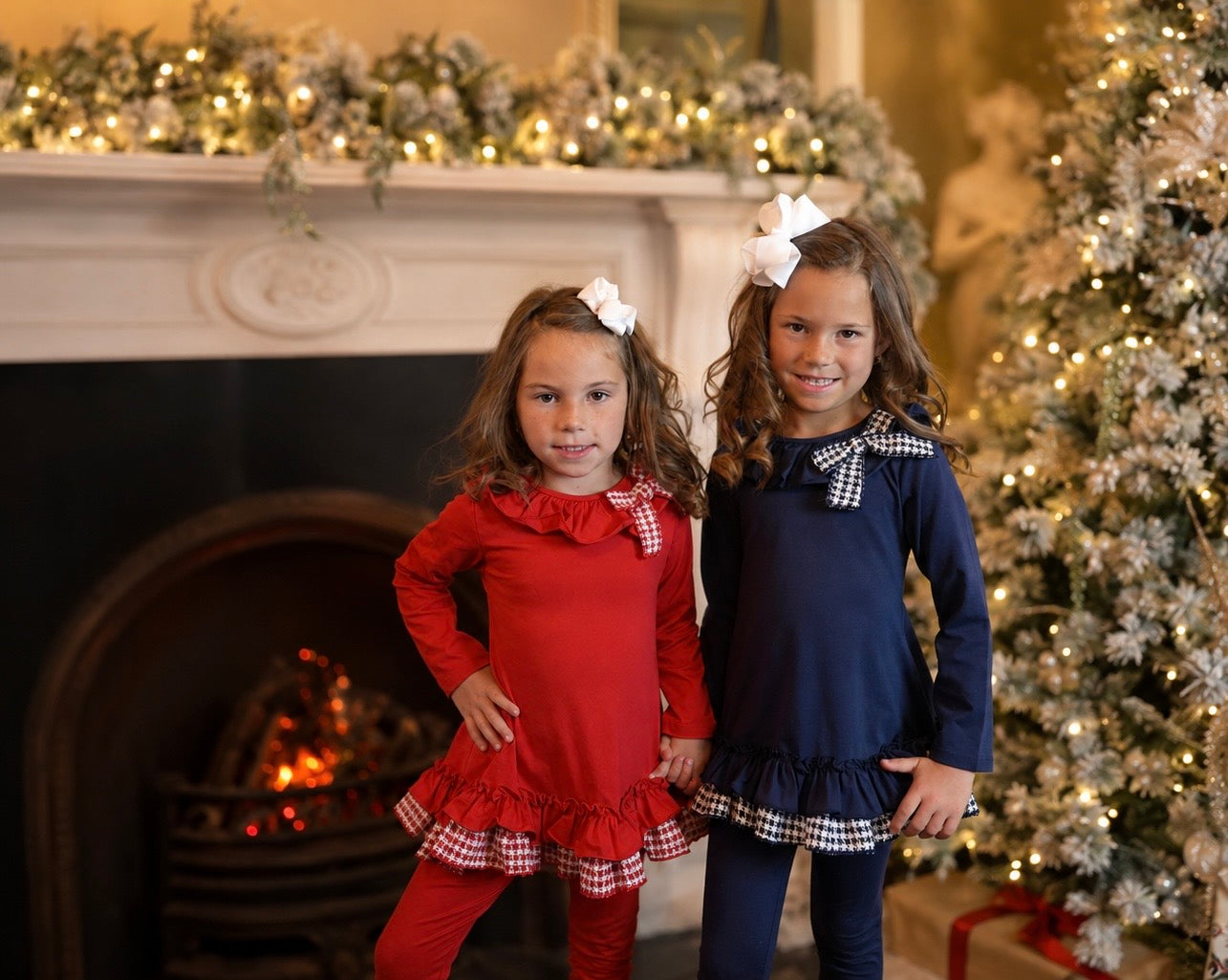 Hannah Girls Tweeded Frilly Bow Tracksuit Red