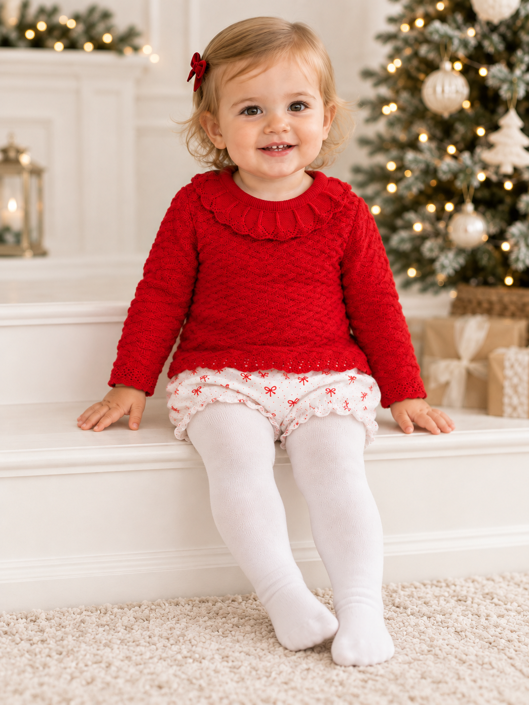 Juliet Pex Baby Girls Red Bow Jam Pants Set