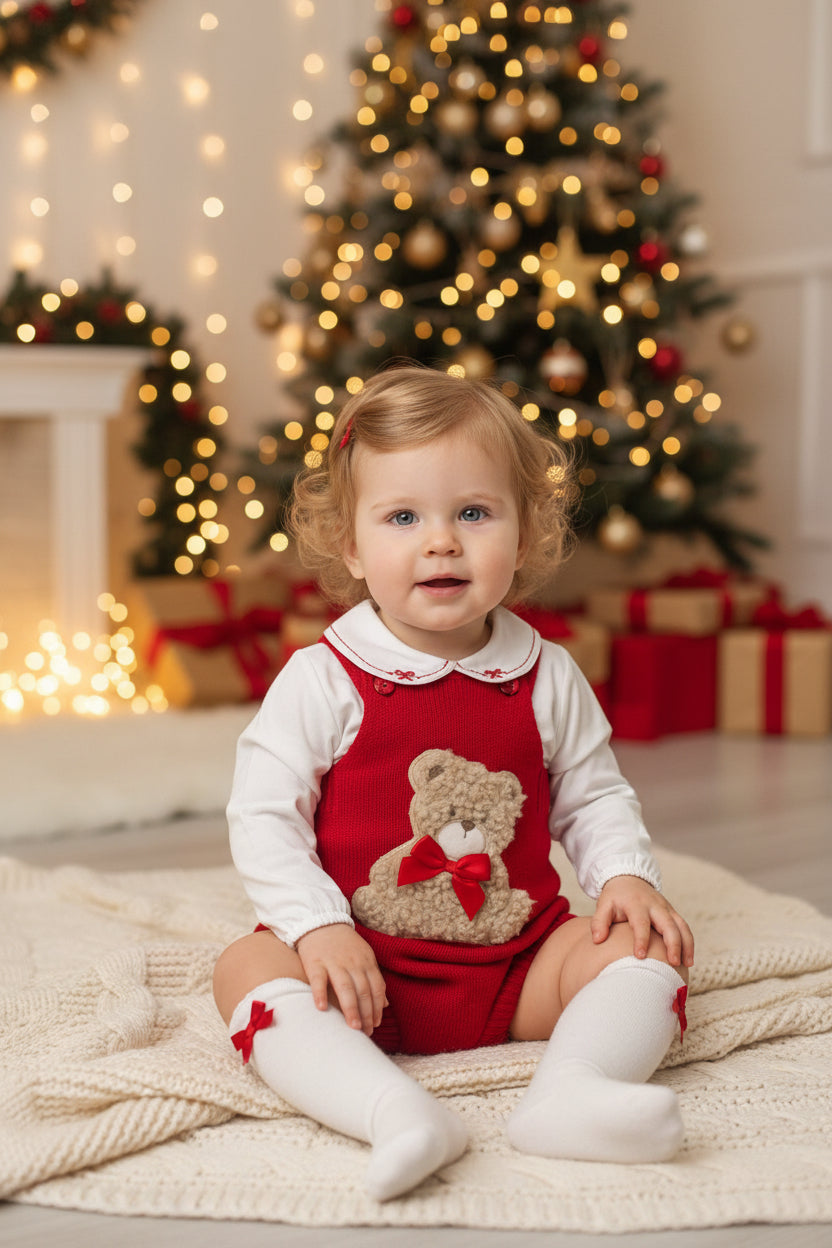 Pex Girls Bear Red Peter Pan Romper Suit