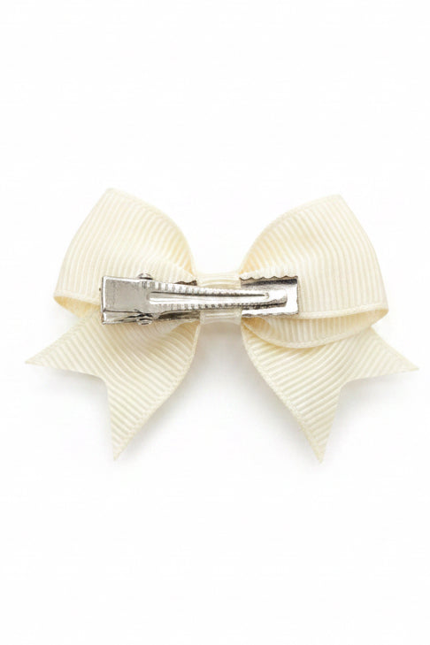Flat Baby Hair Bow Clip Cream