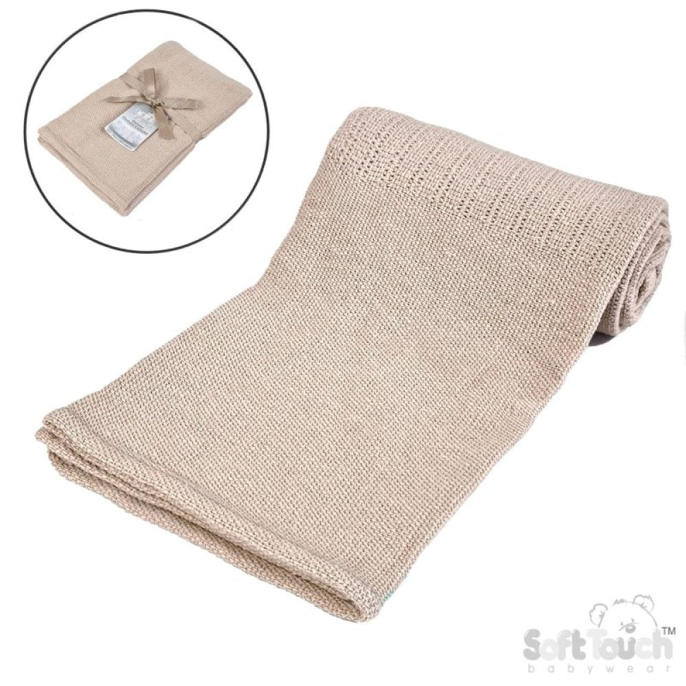 Deluxe Cellular Cotton Blanket Beige