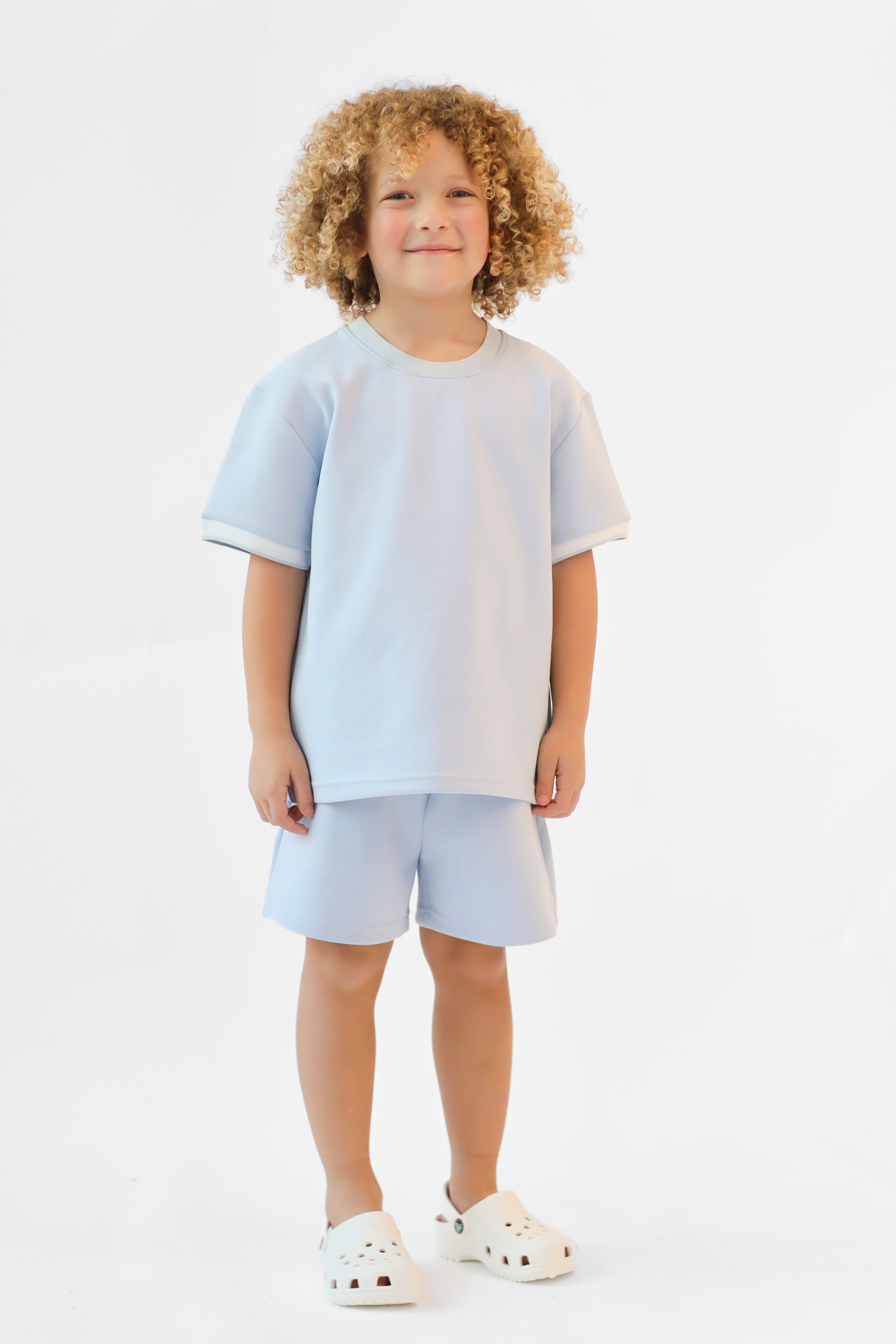 Benny Boys Plain T-Shirt & Shorts Set Blue