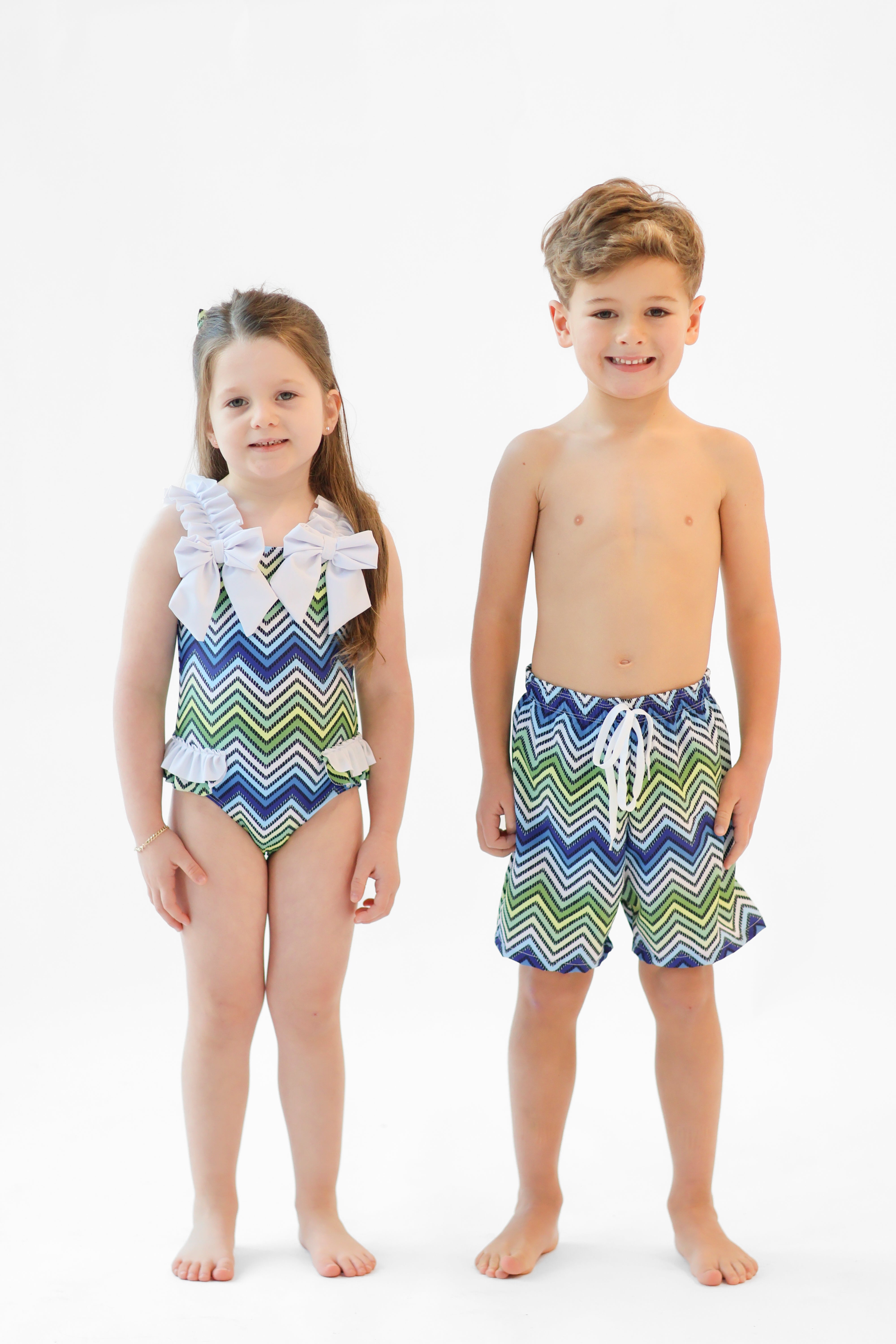 Buddy Boys Blue Chevron Print Swimming Trunks