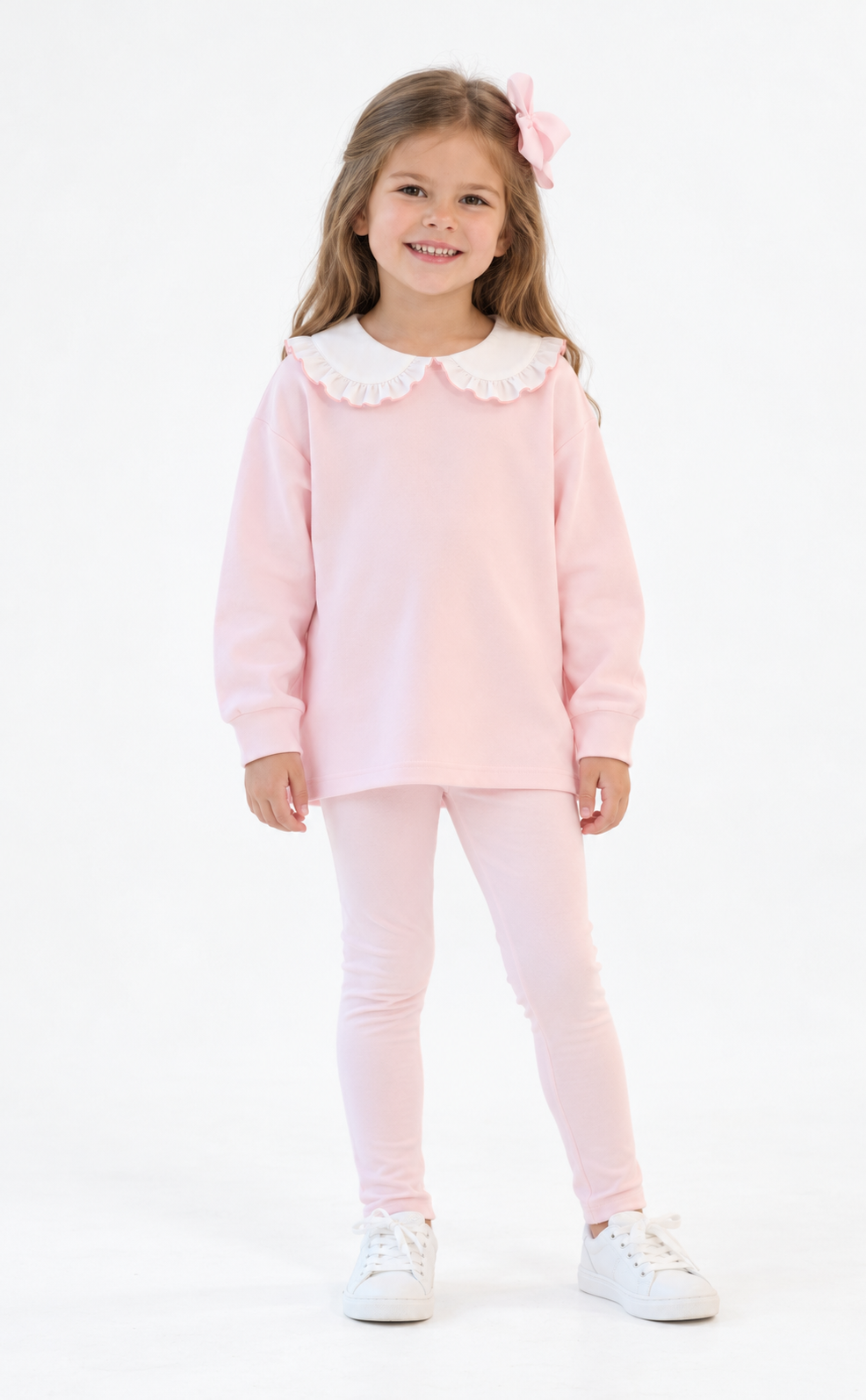 PRE ORDER Matilda Luxe Girls Frill Collar Legging Tracksuit Set Pink