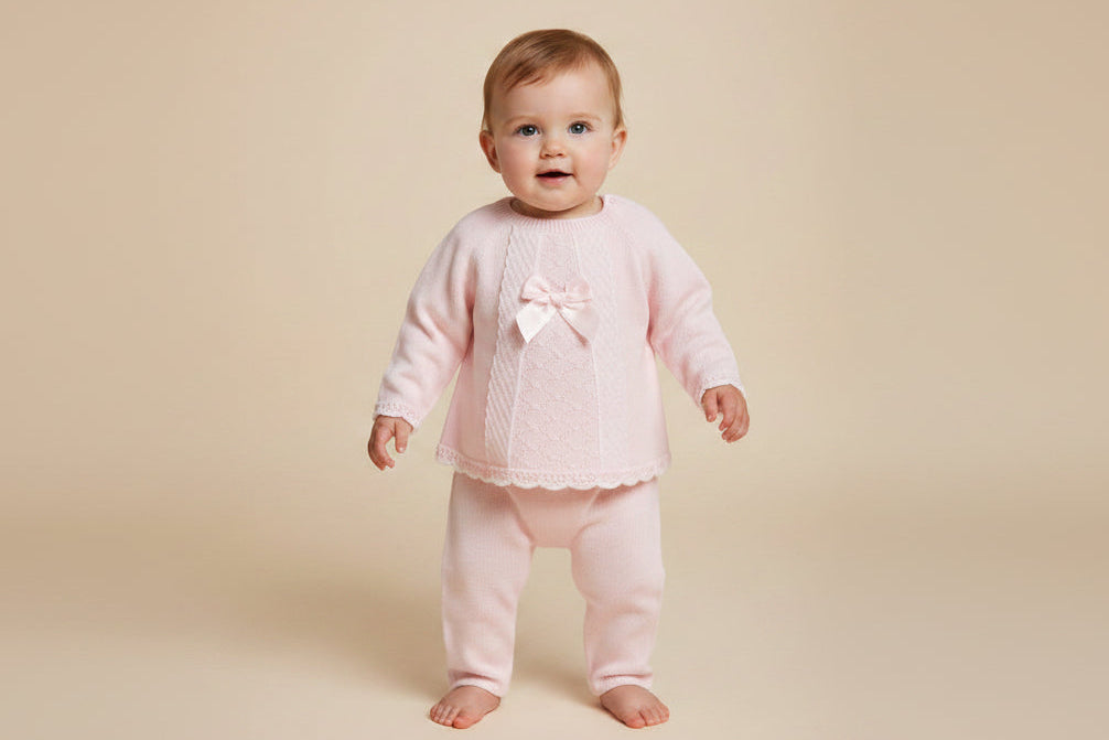 Tilda Pink Lace and Satin Bow Trouser Set