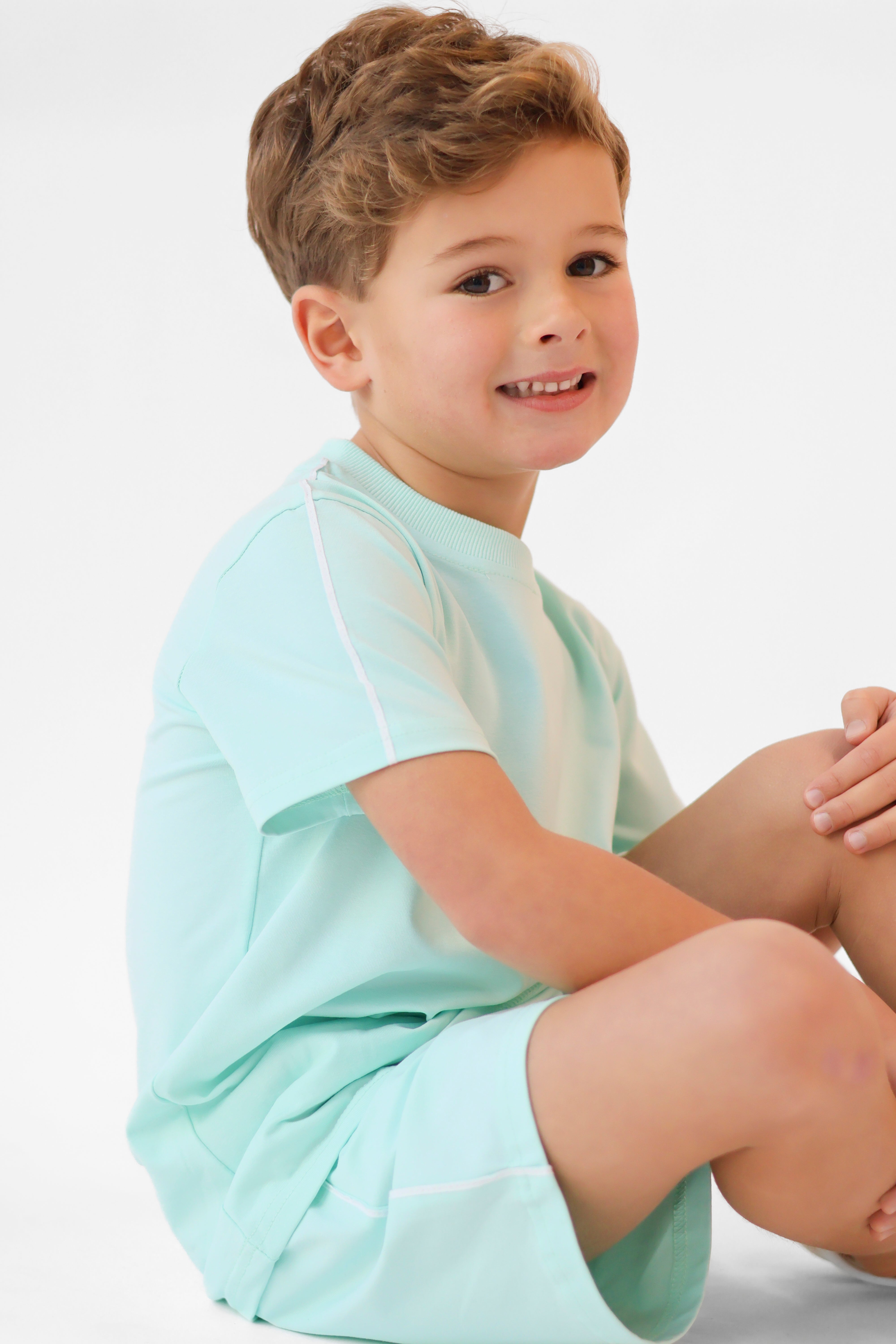 Eddie Boys Plain T-Shirt & Shorts Set Mint