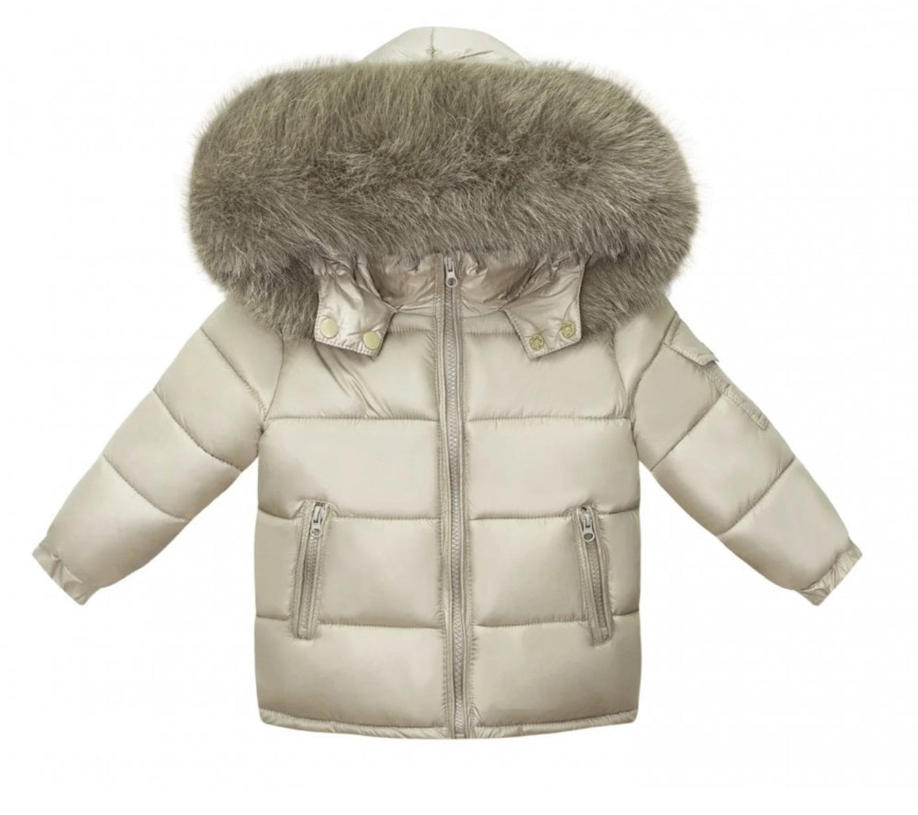 Faux Fur Hooded Padded Coat Coat Irish Cream