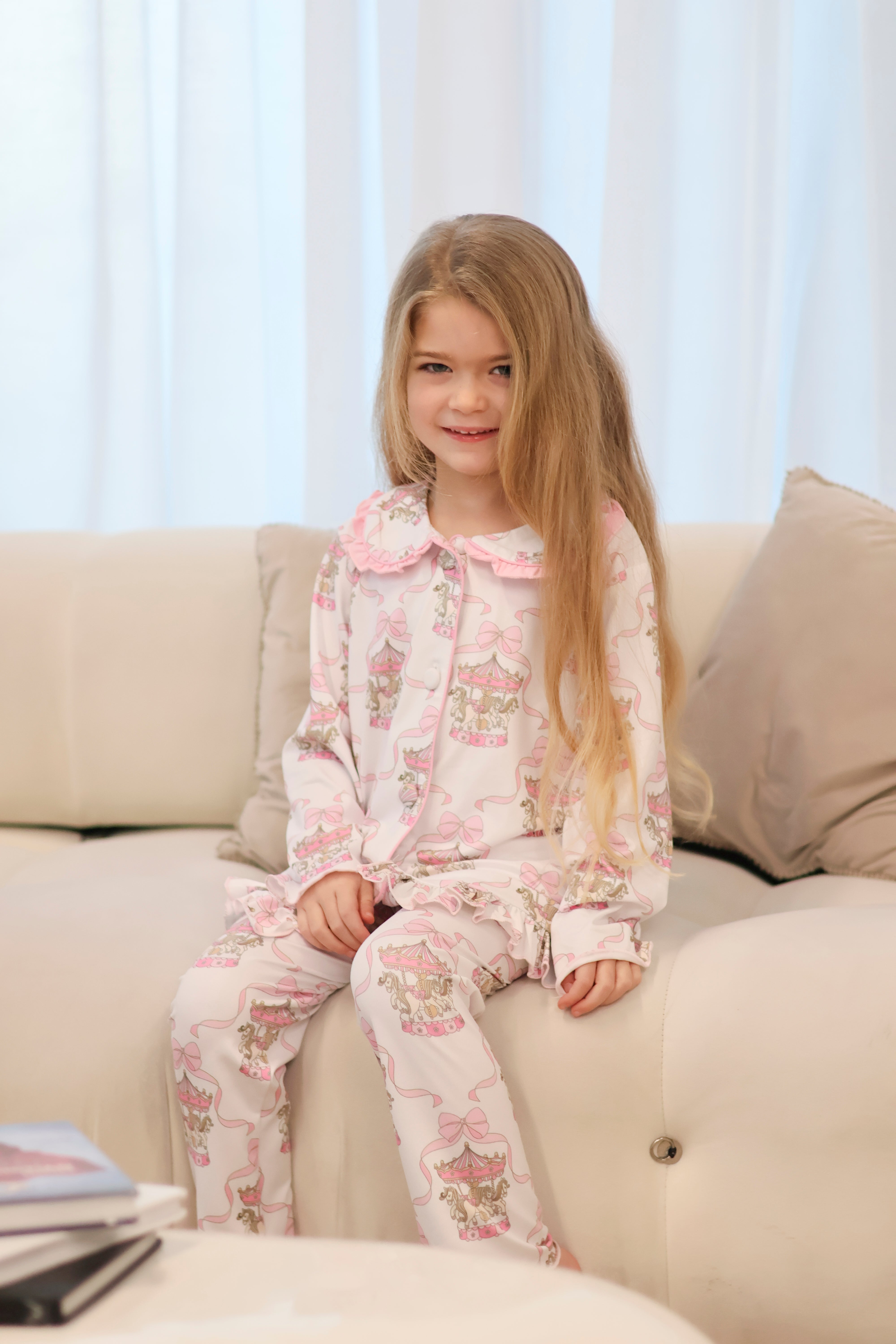 Carousel Girls Frilly Pink Pyjamas