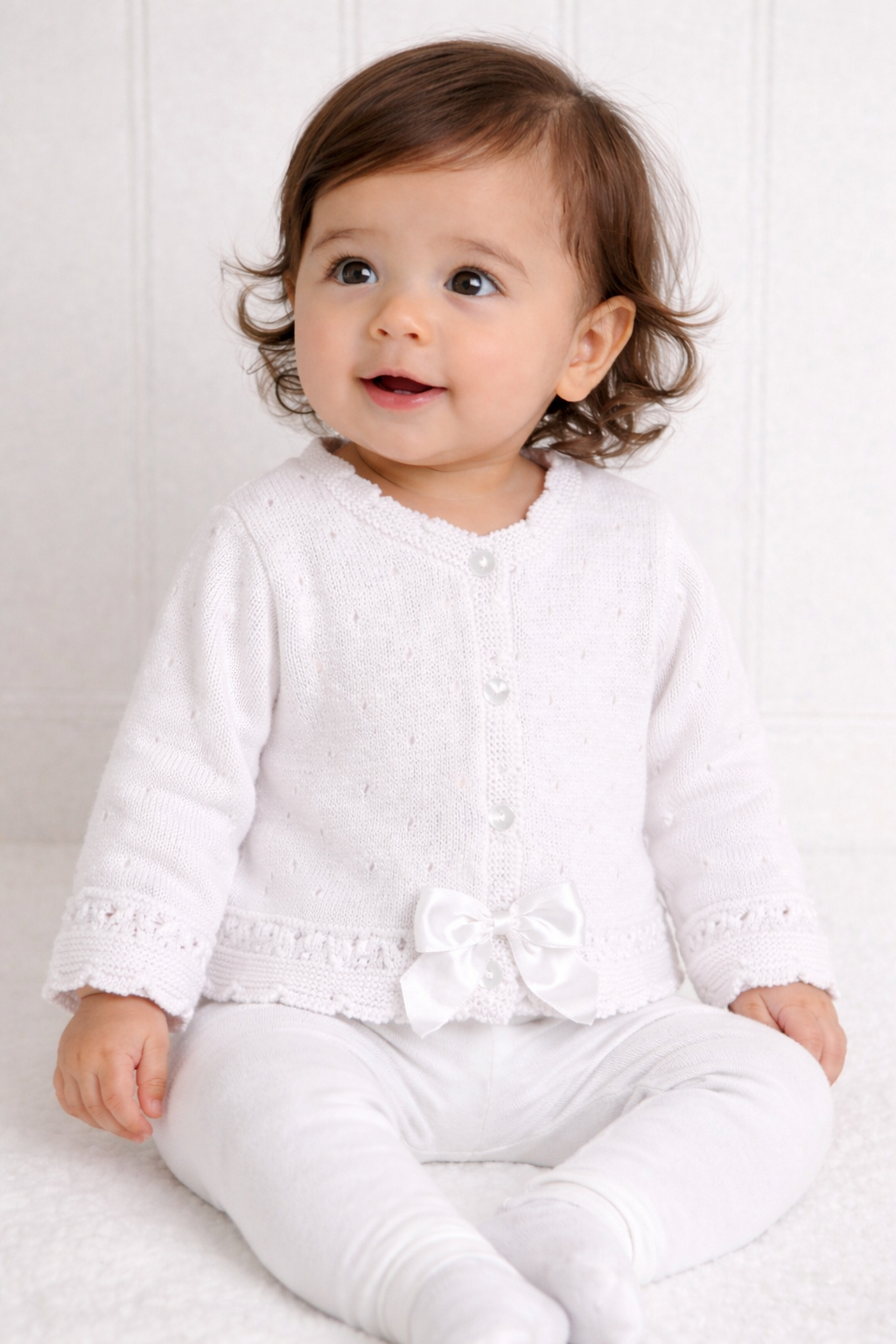 Miranda White Bow Baby Girls Cardigan