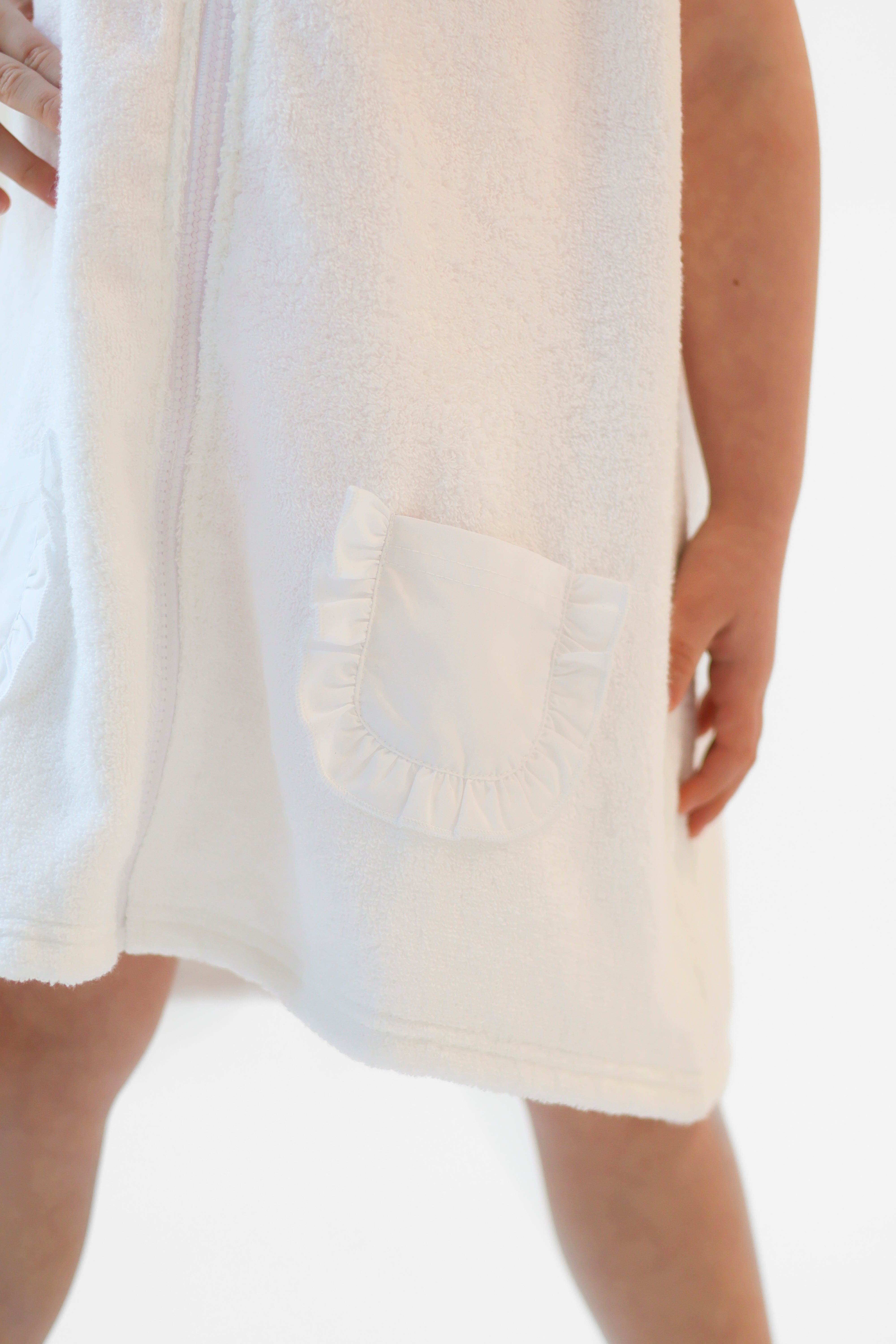 Girls Bow Towel Zip Up Poncho