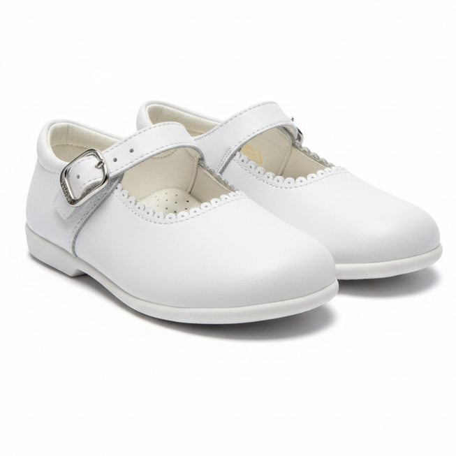 Y97401 Andanines Buckle Mary Jane Shoe White Leather