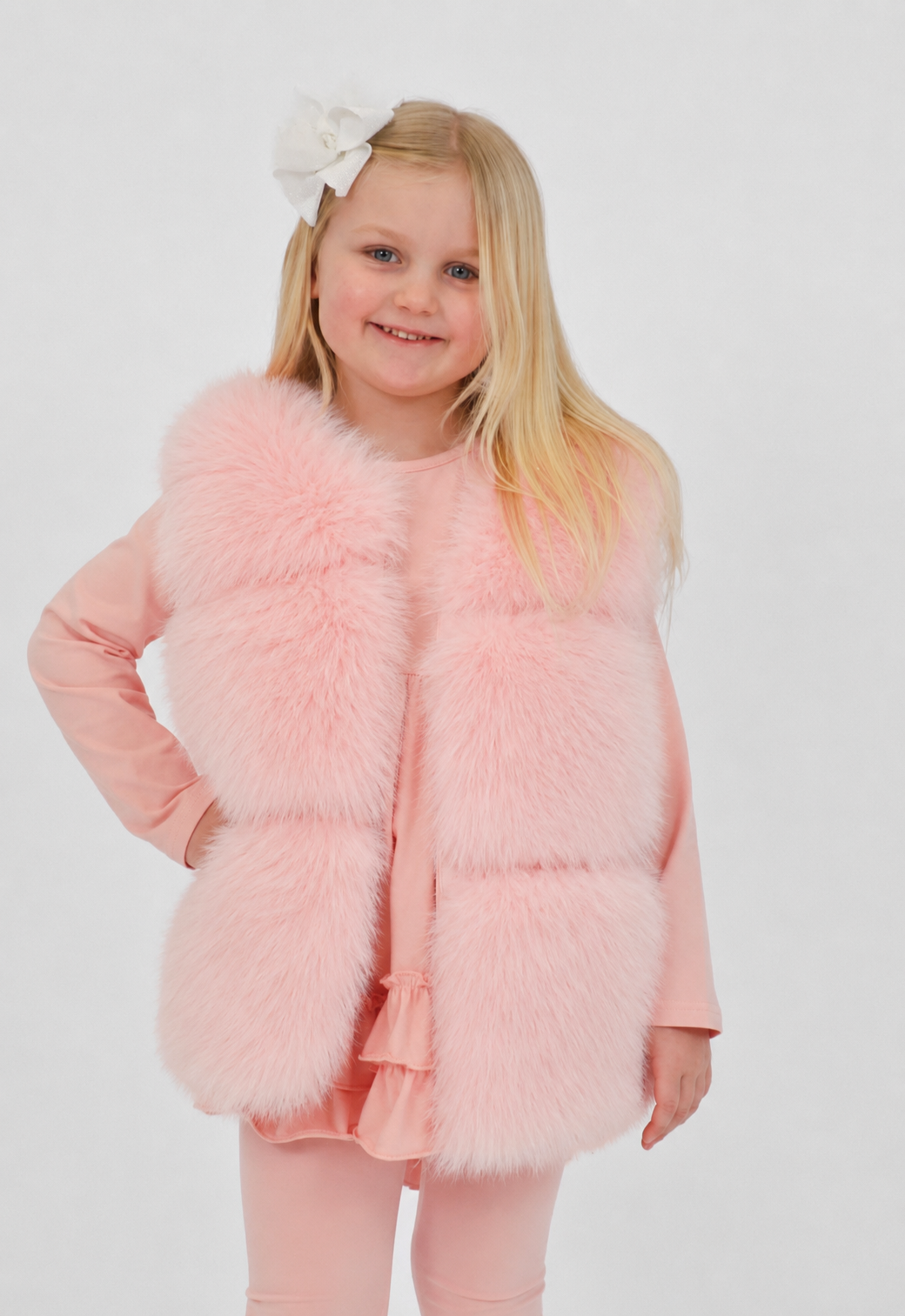 Alora Girls Faux Fur Gilet Baby Pink