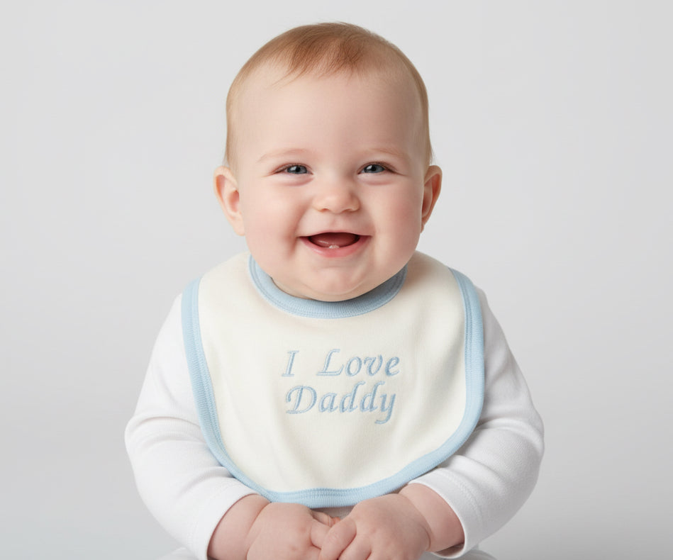 I Love Daddy Baby Blue Bib