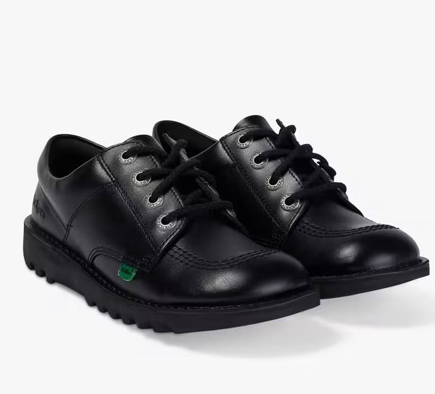Kick Lo Kids Kicker Lace Up Shoe Black Leather
