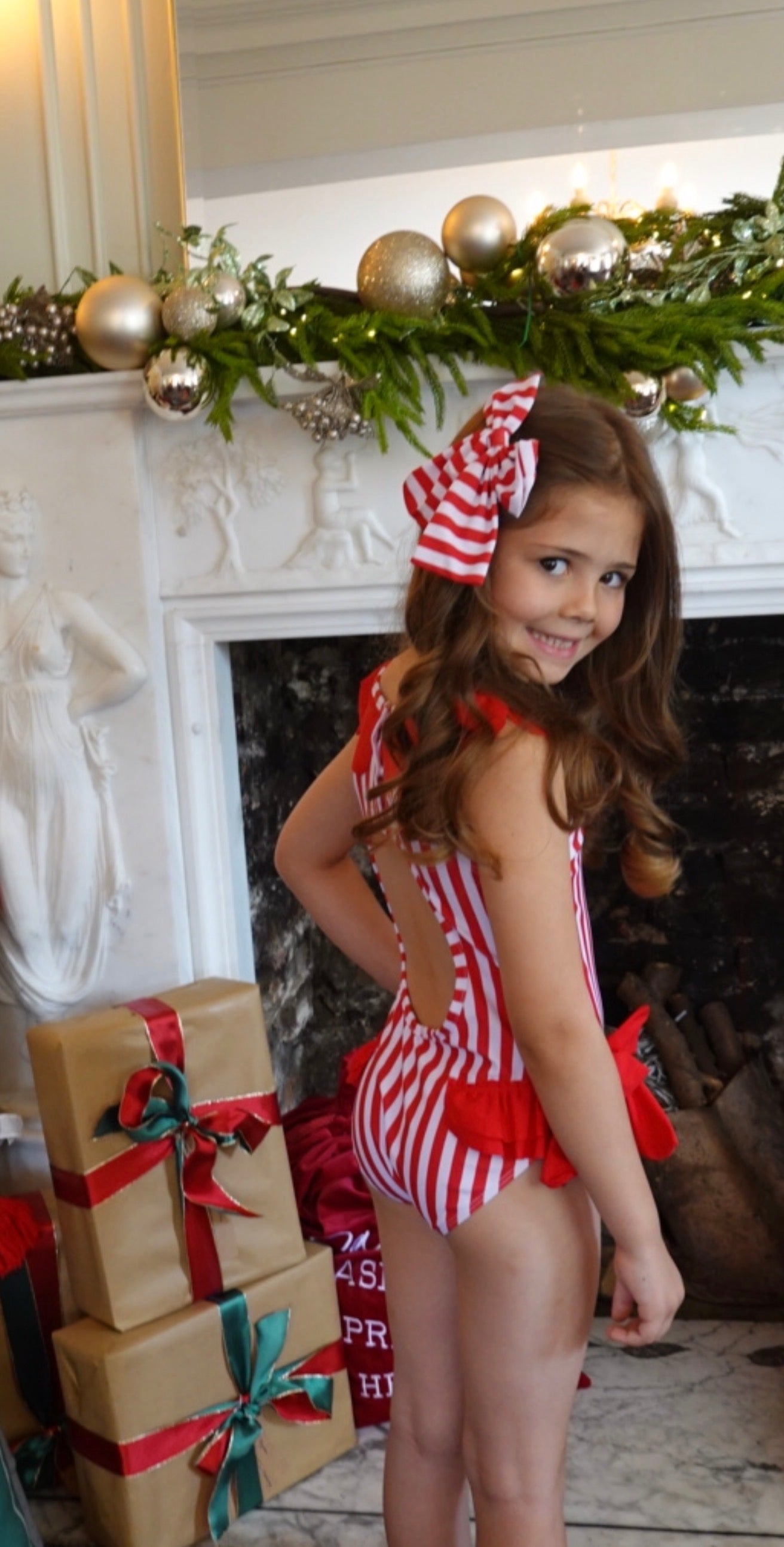 Candy Girls Red & White Stripe Swimsuit