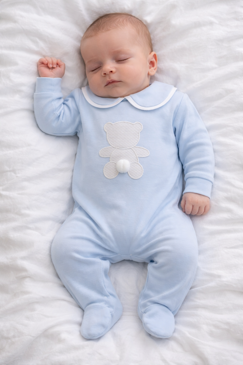 K2 Baby Blue Bear Peter Pan Collar Babygrow