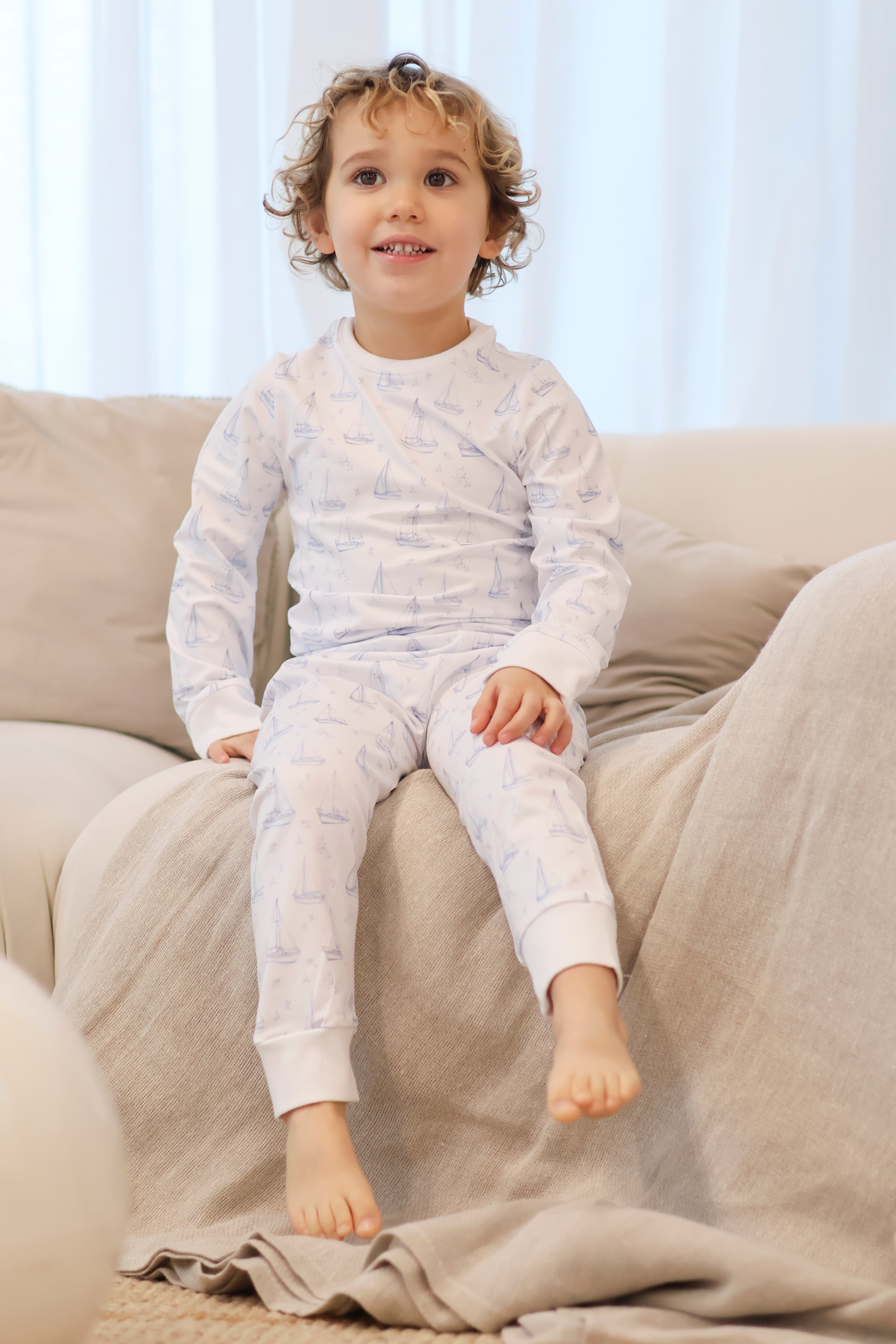 Boys Sailor Boat Print Blue Pyjama’s