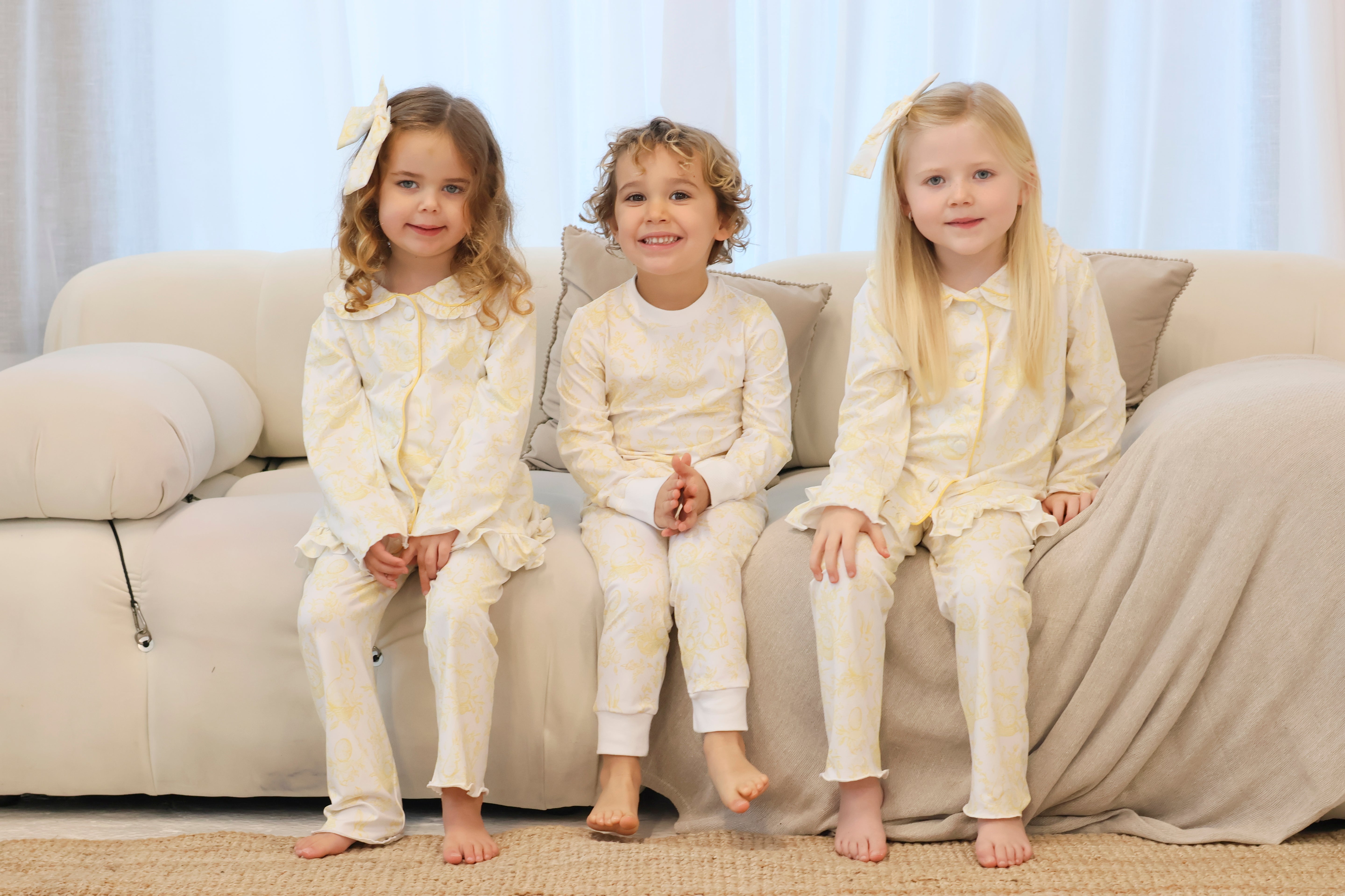 Bunny Easter Print Pyjamas Lemon