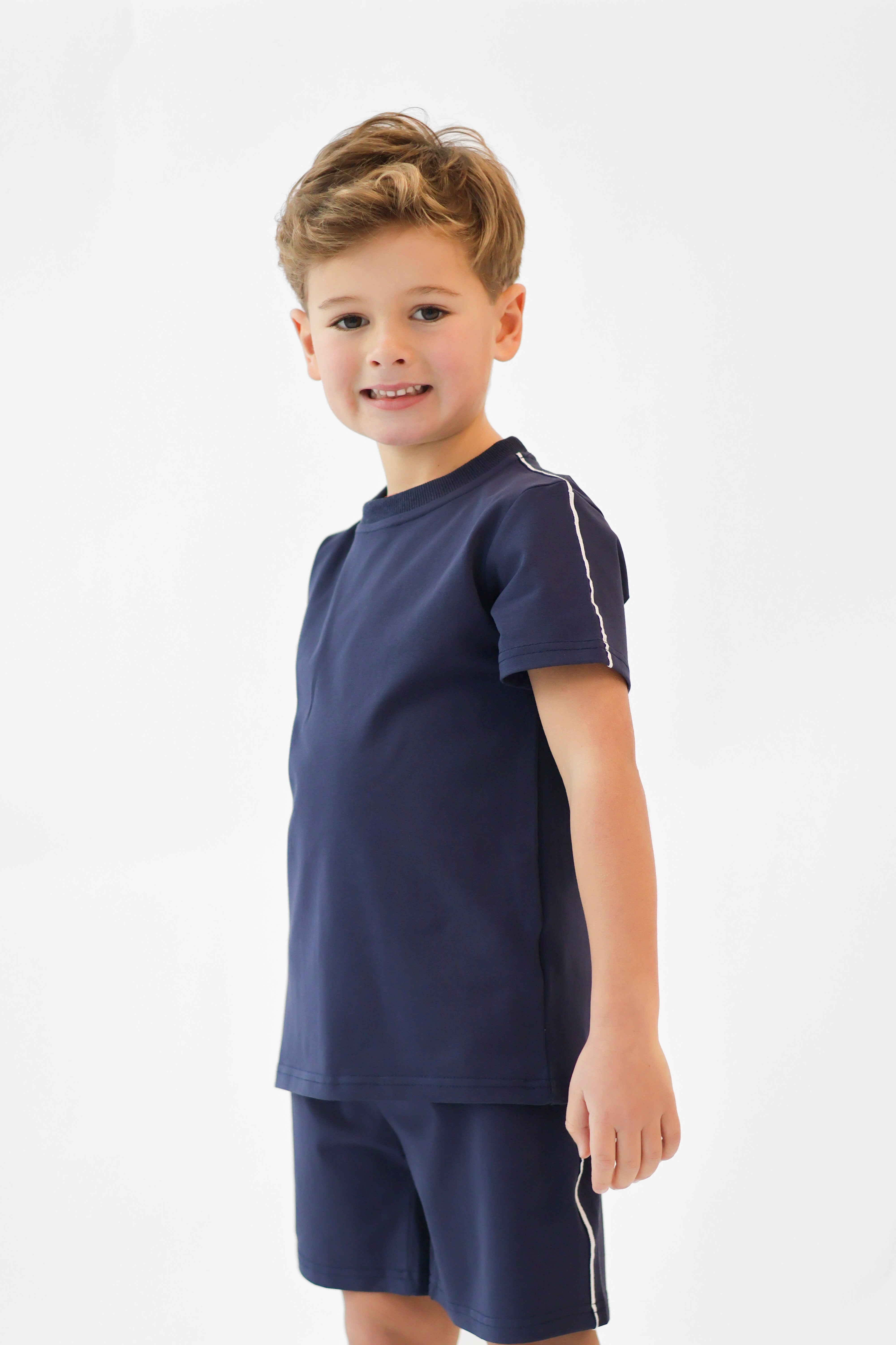 Eddie Boys Plain T-Shirt & Shorts Set Navy