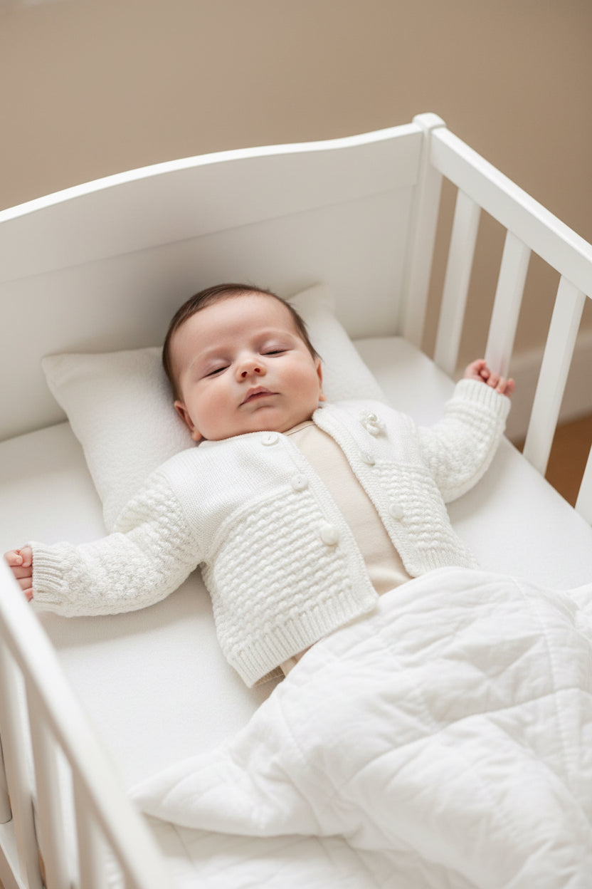 A1963 Baby Girls Knitted Cardigan White
