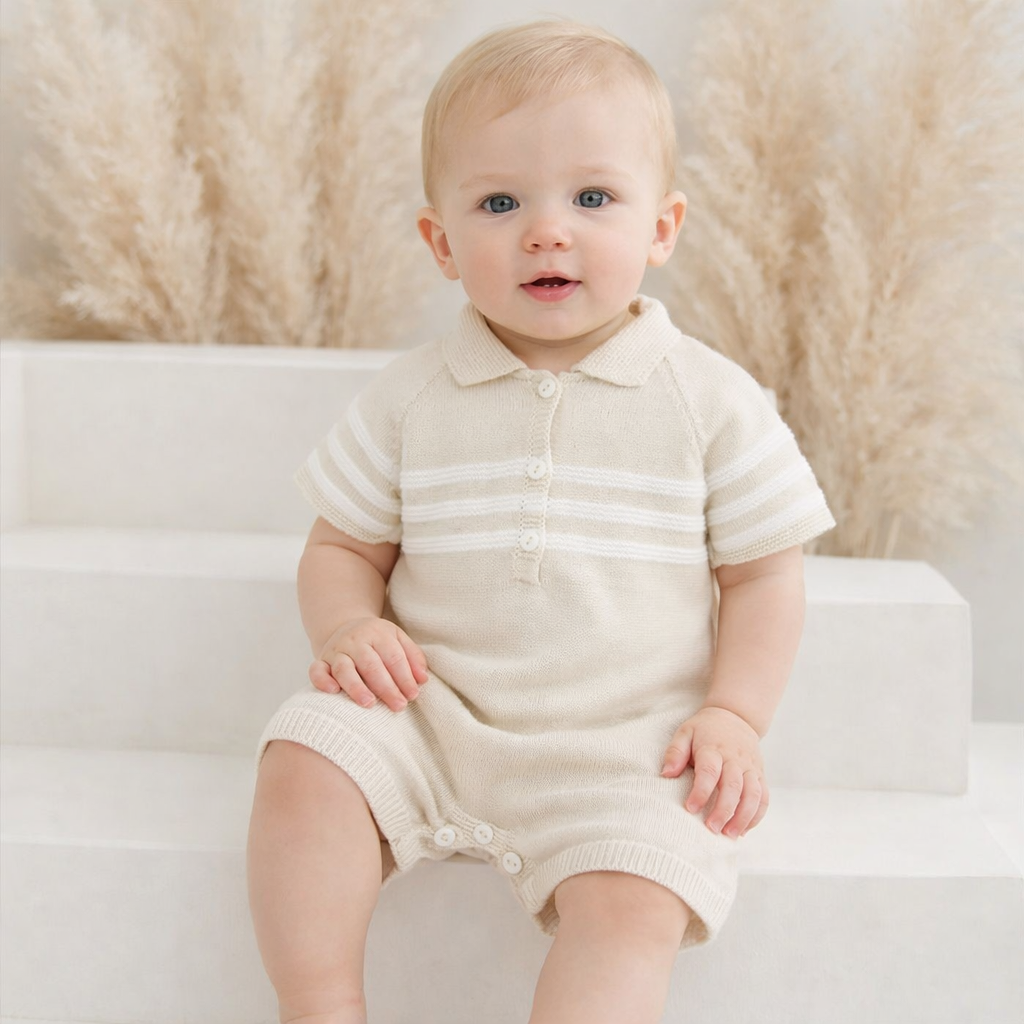 Mateo Romper Baby Beige Knit