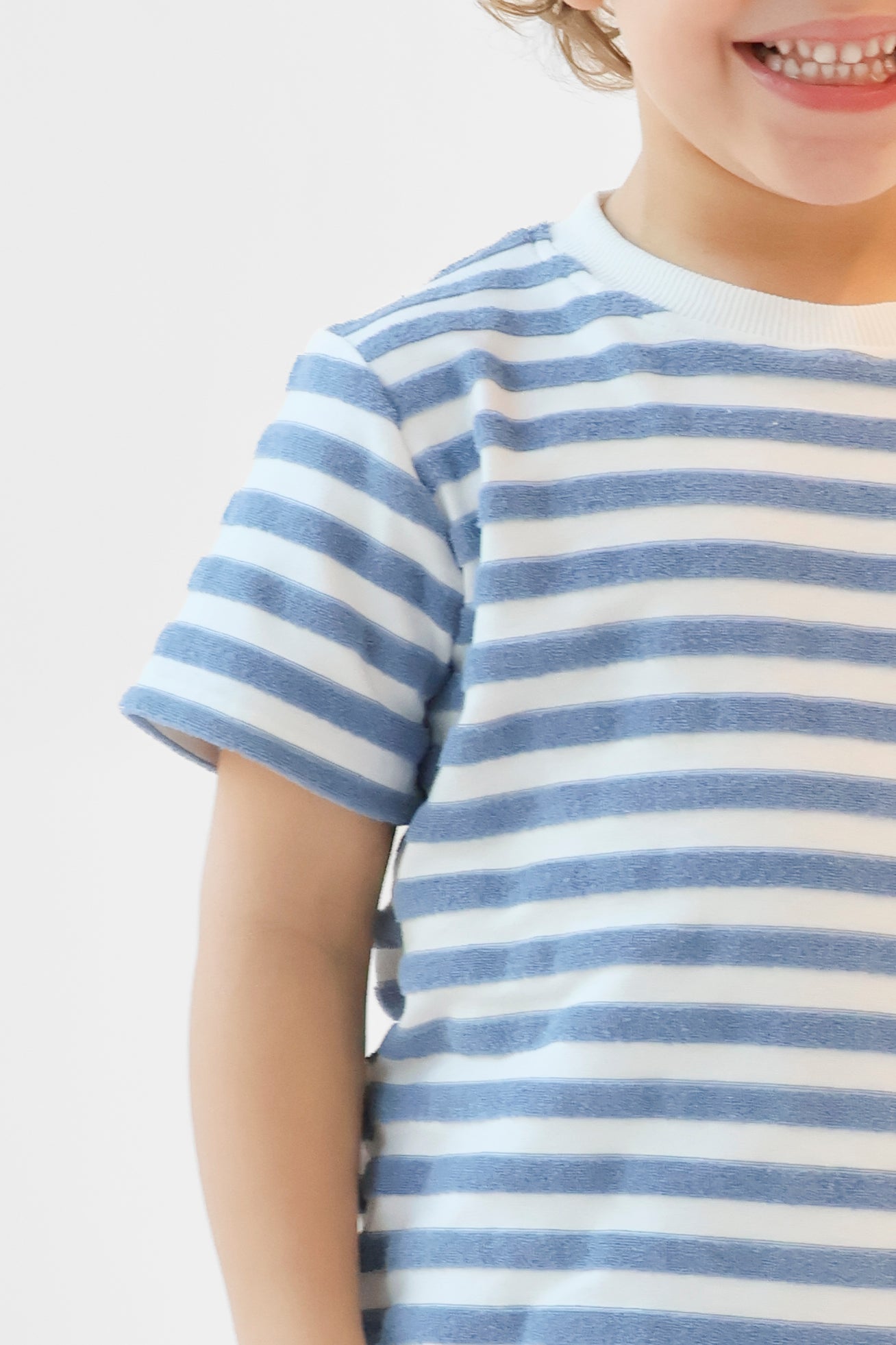 Archie Boys Terry Towelling Striped Shorts & T-Shirt Blue