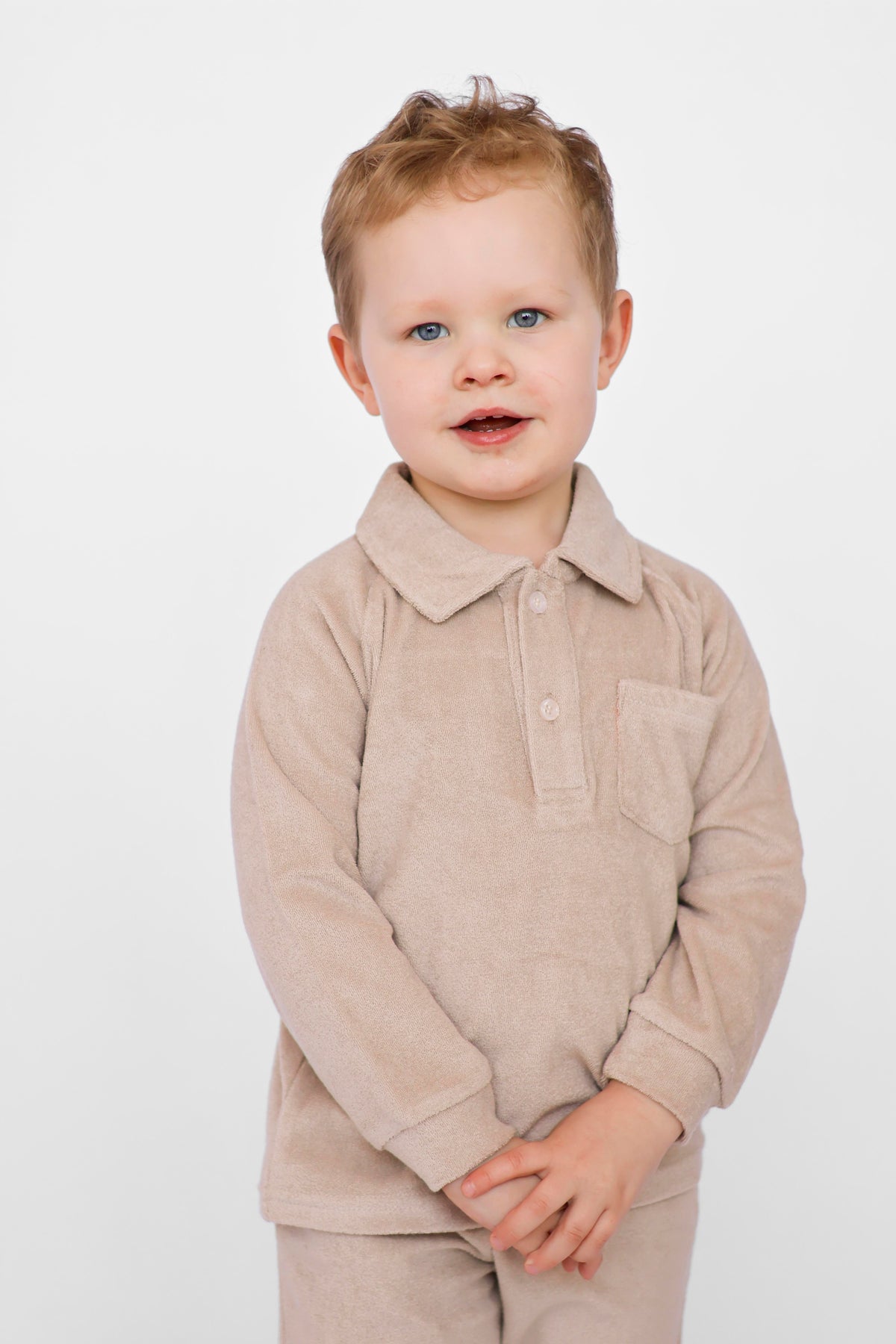 Oscar Boys Terry Towelling Tracksuit Beige