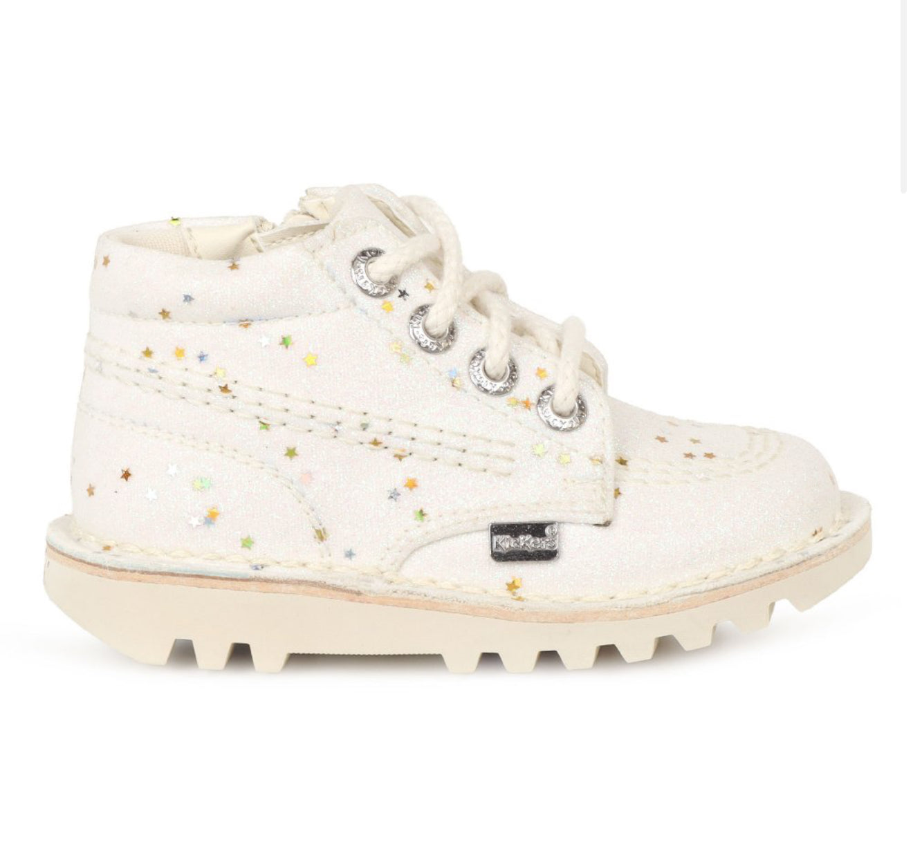 Kick Hi Zip White Glitter Kicker Boot
