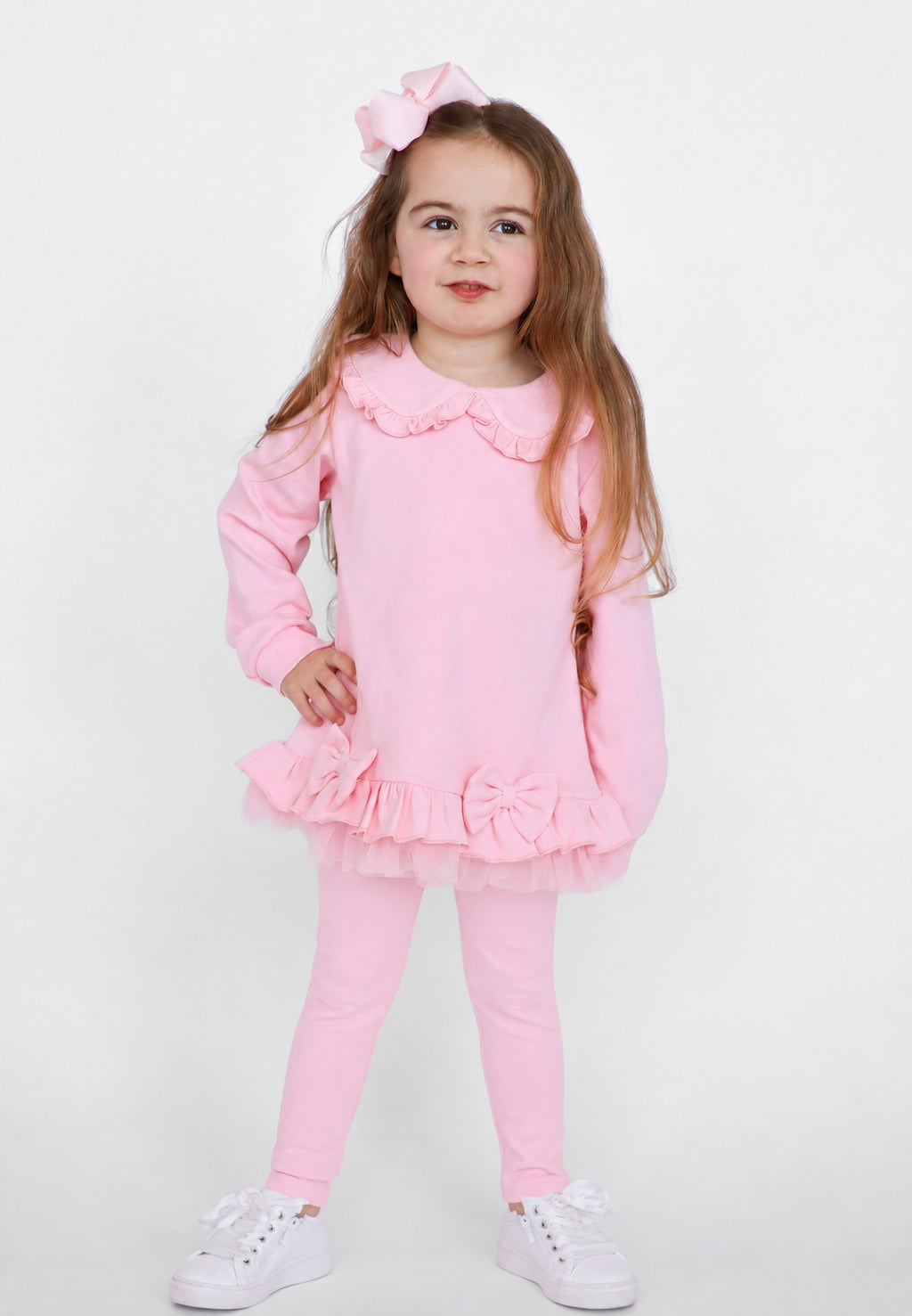 Phoebe Premium Cotton Girls Jumper & Legging Tracksuit Set Pink