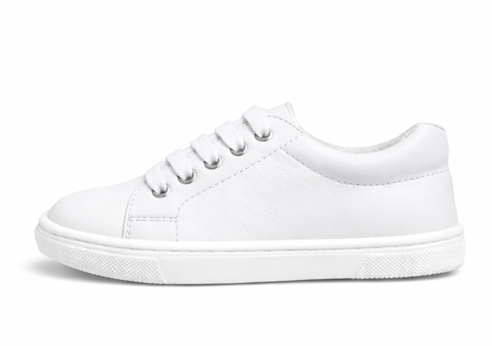 241295 Boys Andanines Plain Leather Lace Up Smart Trainers White