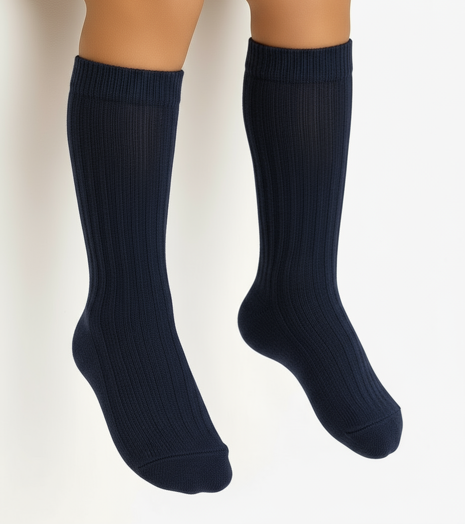 2.016/2 Condor Navy Ribbed Knee High Socks