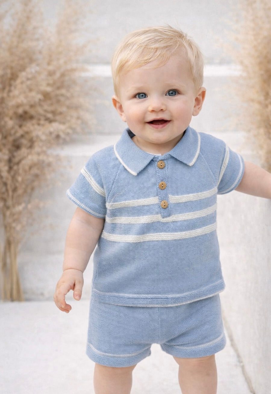 5279 Baby Boys Knit Short Set Blue