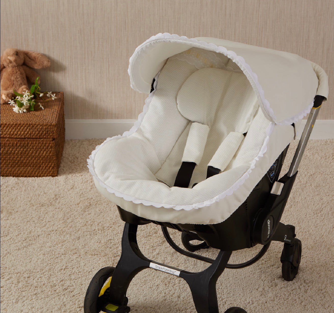 068227 Cris Cross Leatherette Doona Car Seat Cover Cream
