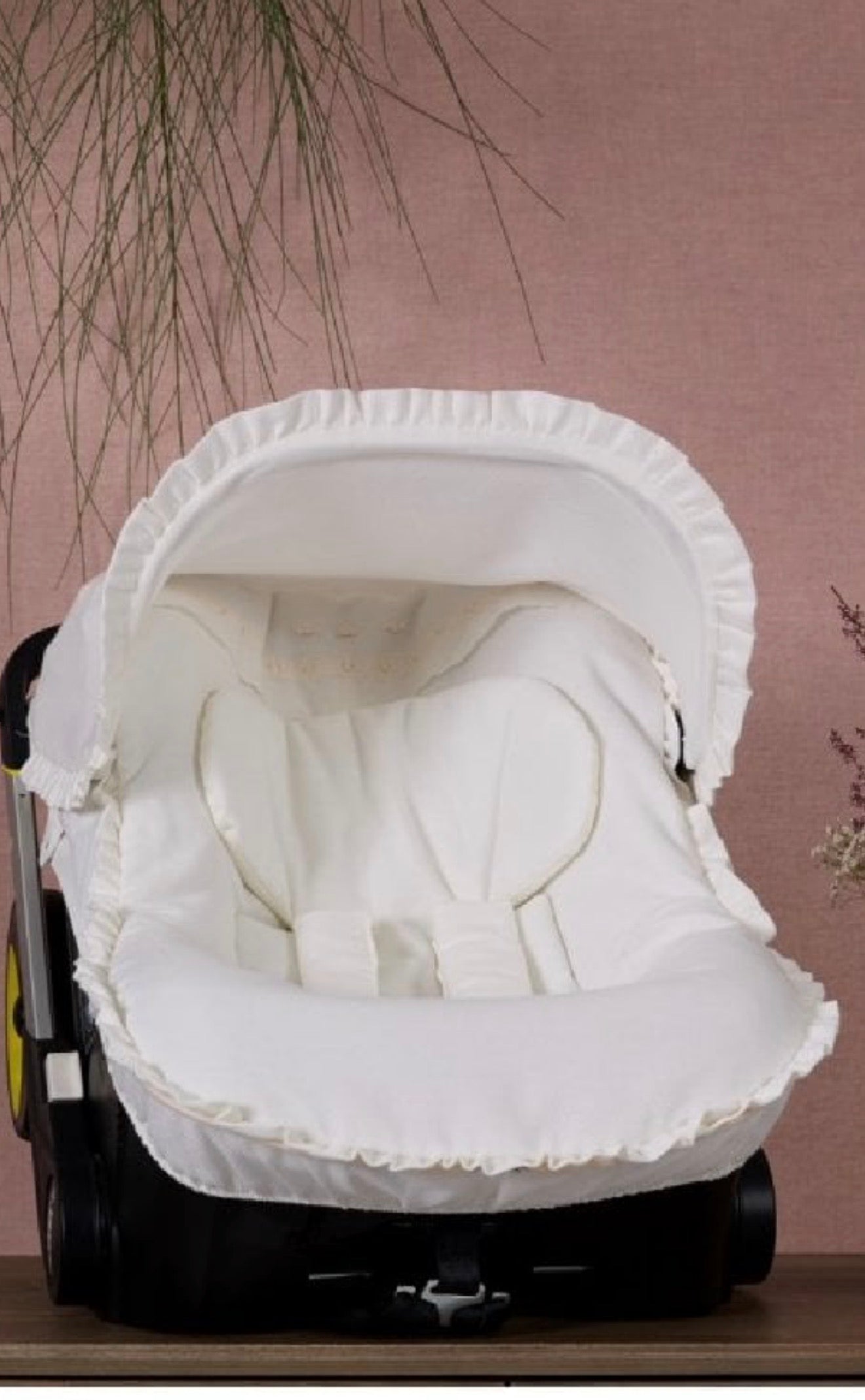 072237 Leatherette Rose bud Doona Car Seat Cover Cream