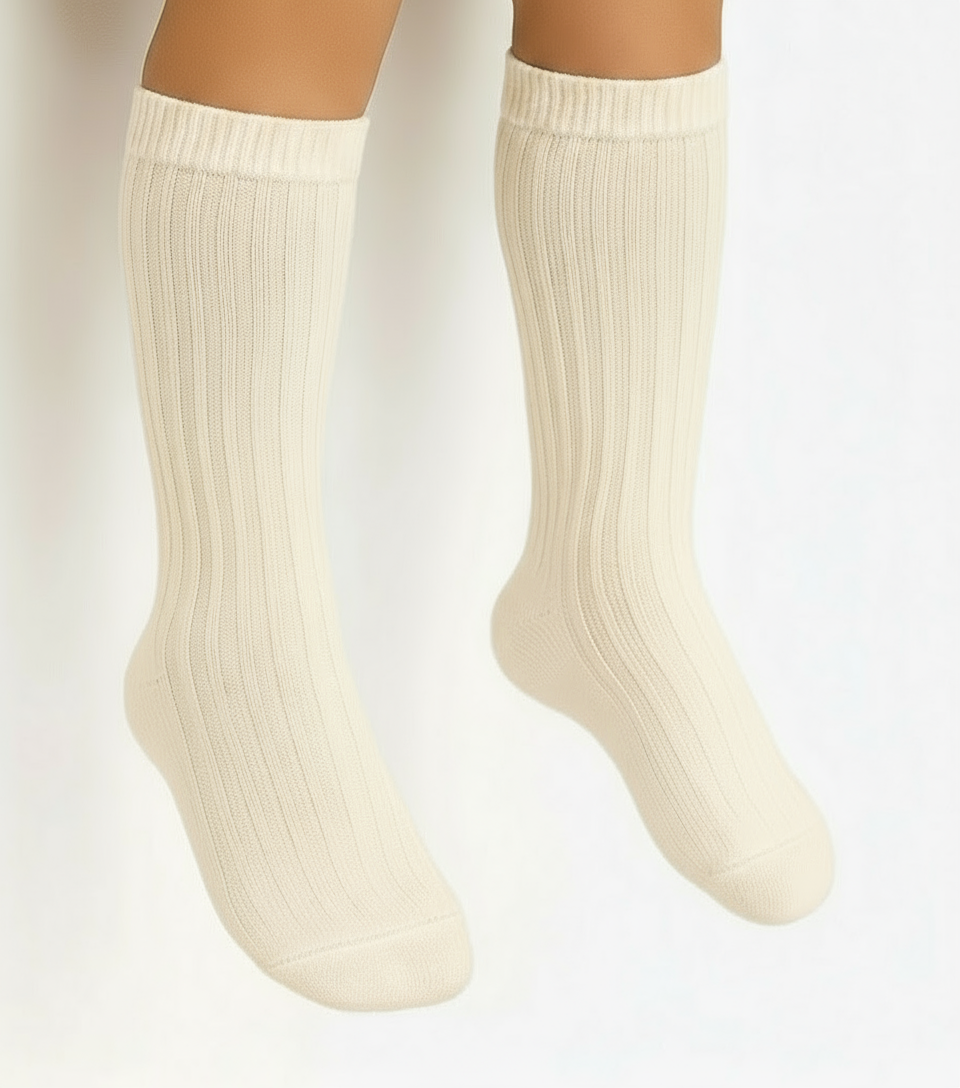 2.016/2 Condor Cream Ribbed Knee High Socks
