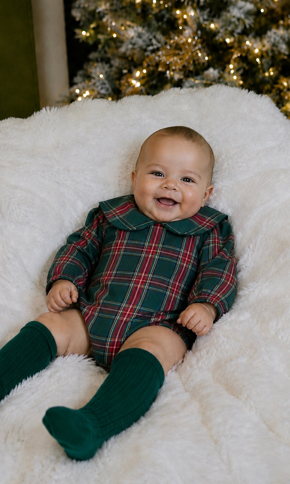 Bellamy Boys Romper Green Tartan 2pc Romper Set